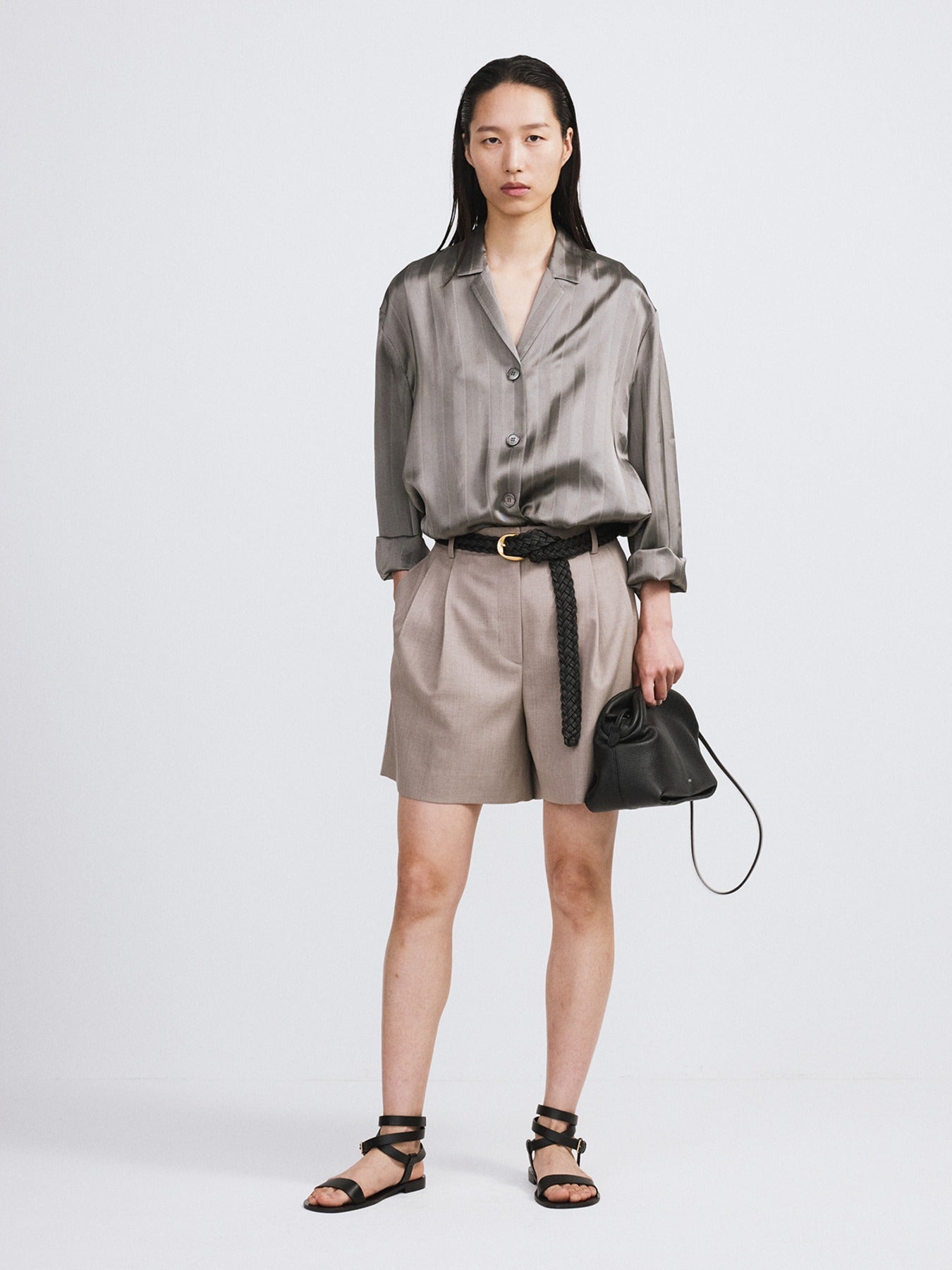 Recto - Double Pleated Shorts (Sepia Grey) product image 1 | TRAB K-Fashion Australia