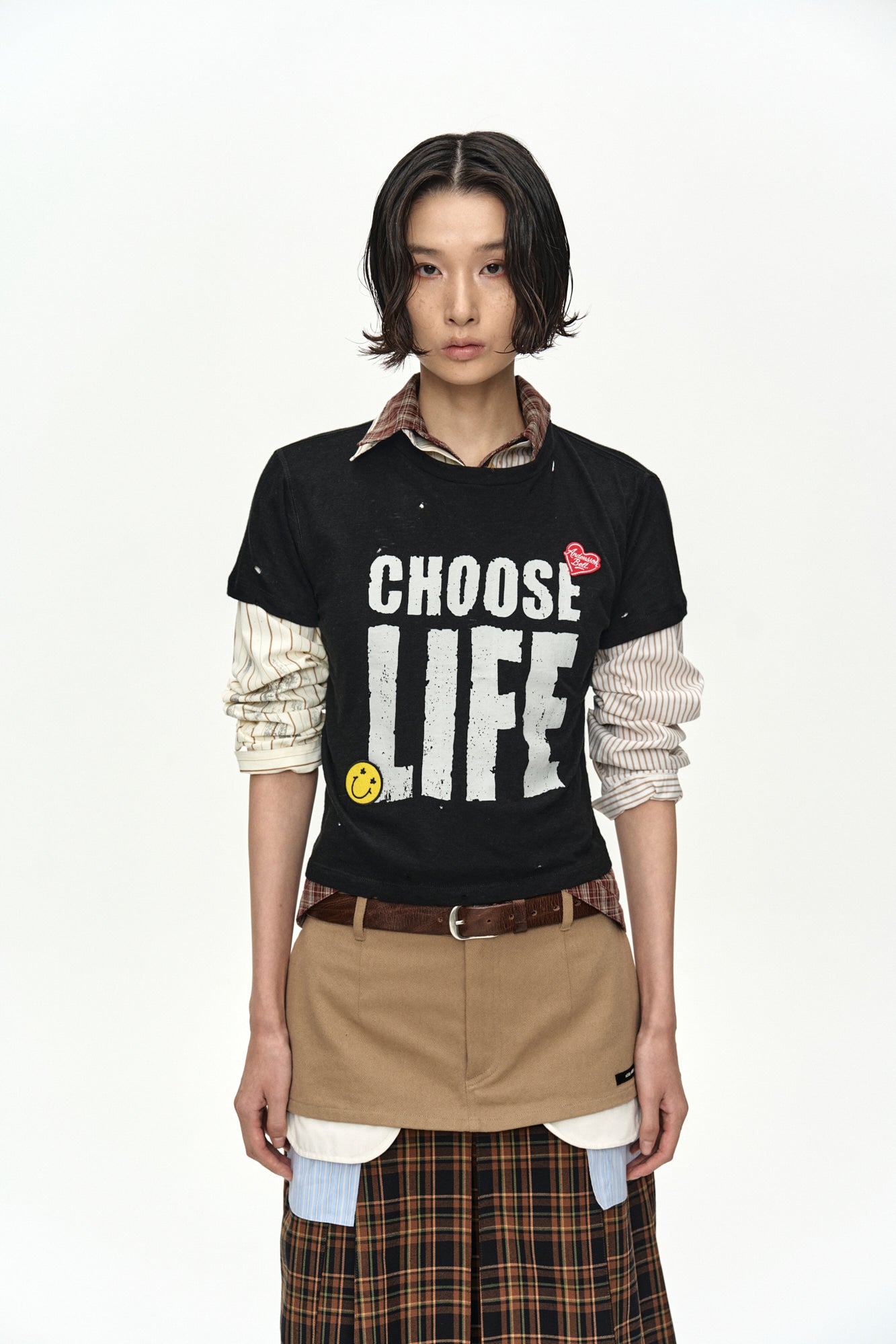 Andersson Bell - Necklace & Choker Trompe-L'oeil Graphic Shirt (Beige) product image 9 | TRAB K-Fashion Australia