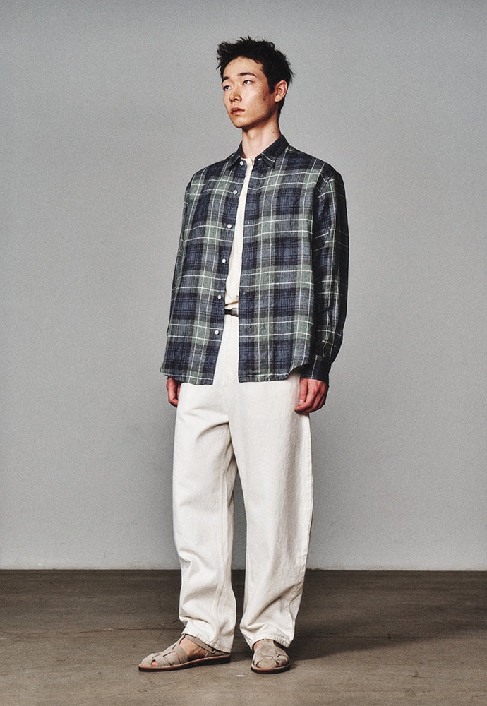 Art if acts - Linen French Check Shirt (Khaki/Blue) product image 3 | TRAB K-Fashion Australia