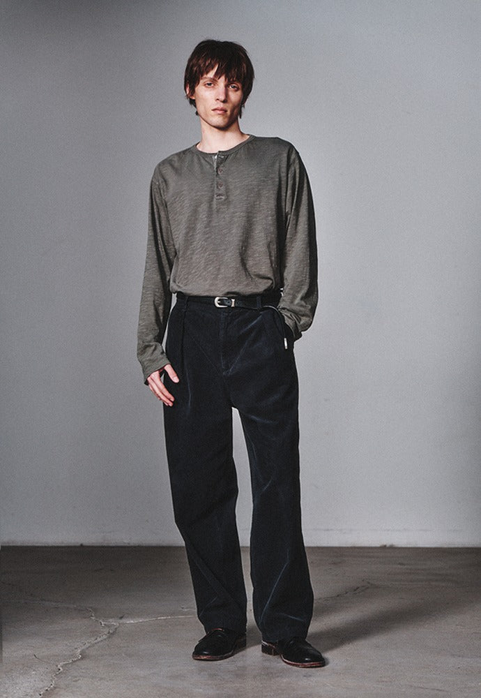 Art if acts - Washed One Tuck Corduroy Pants (Cliff Navy) product image 1 | TRAB K-Fashion Australia