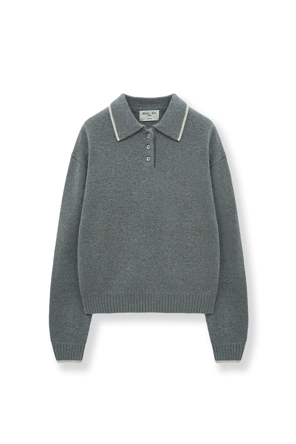 Matin Kim - Back Logo Collar Knit Top (Grey) product image 10 | TRAB K-Fashion Australia