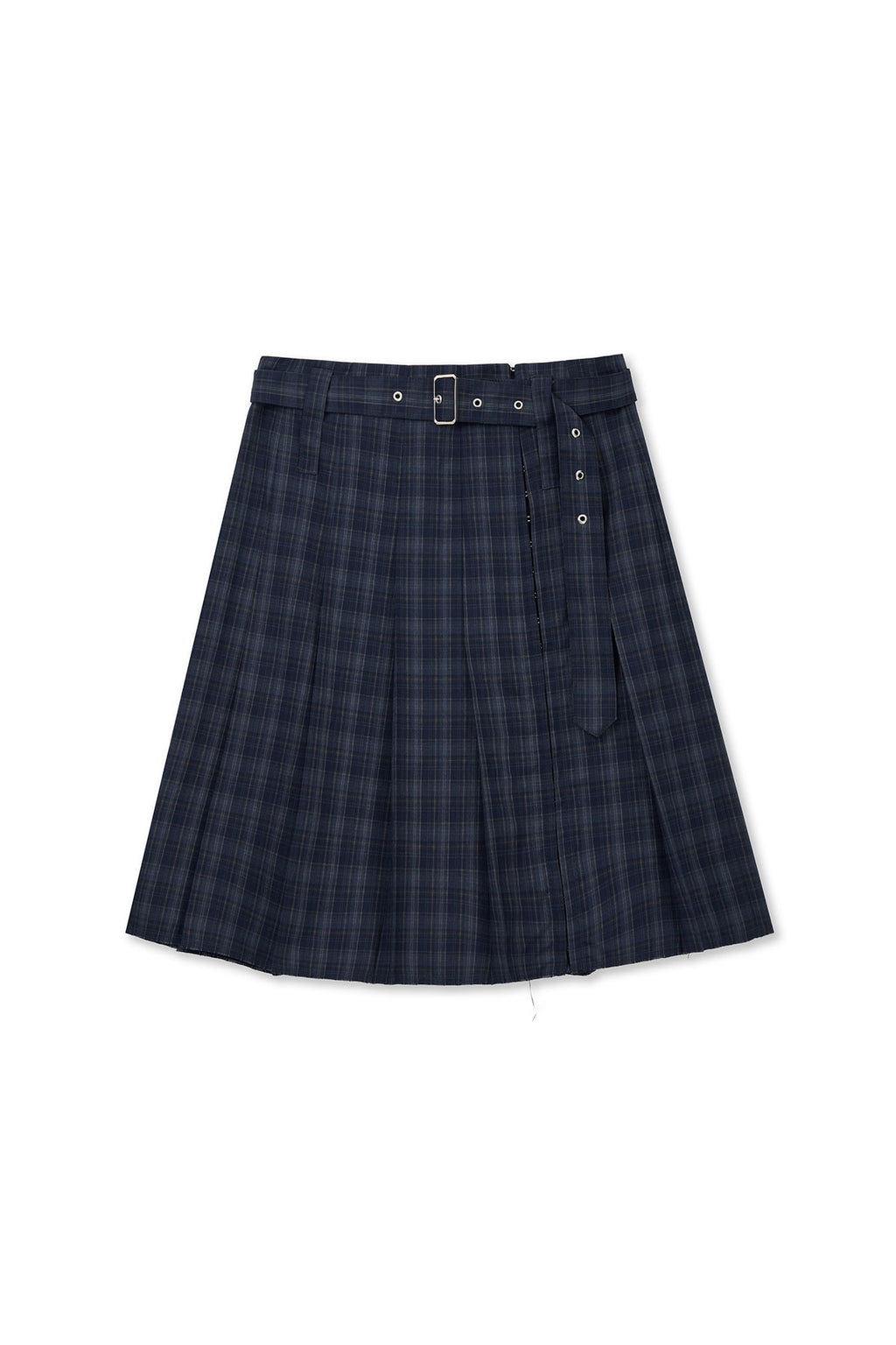 Matin Kim - Belted Slit Pleat Skirt (Navy) product image 1 | TRAB K-Fashion Australia