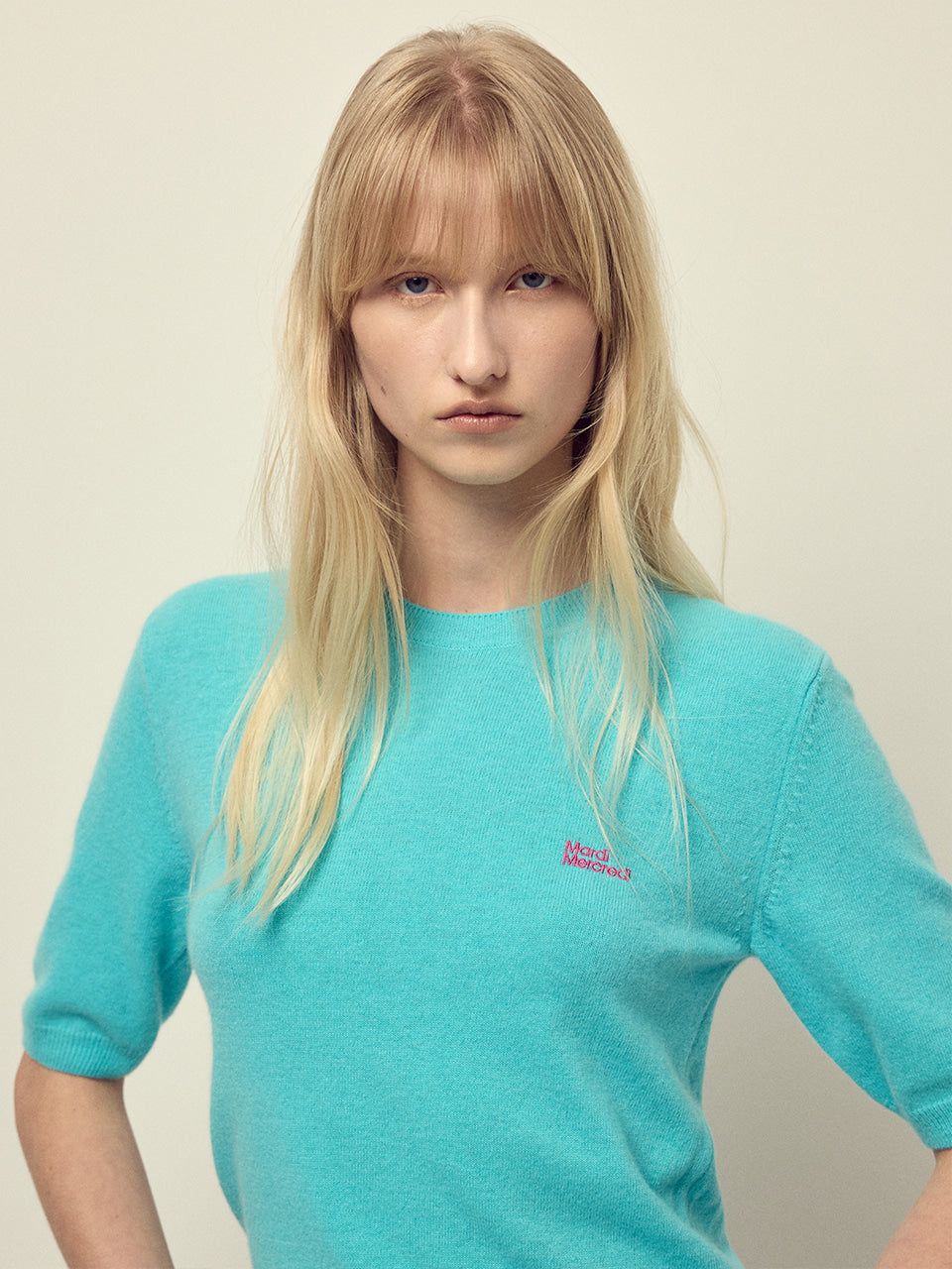 Mardi Mercredi - Cashmere Blended Top Short Sleeve Essential (Turquoise) product image 1 | TRAB K-Fashion Australia
