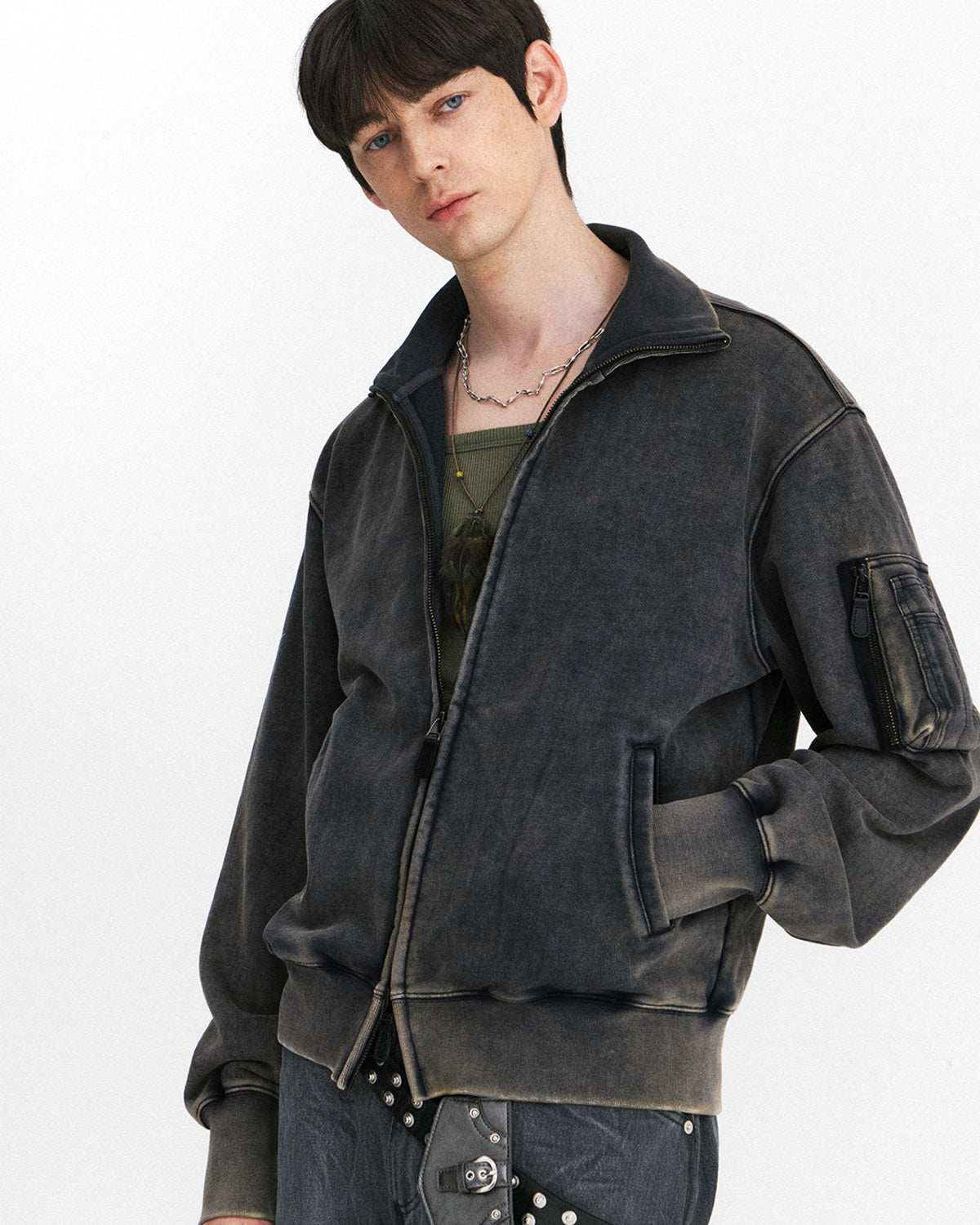 Eastlogue - Flight Zip Up Sweat (Vintage Charcoal) product image 3 | TRAB K-Fashion Australia