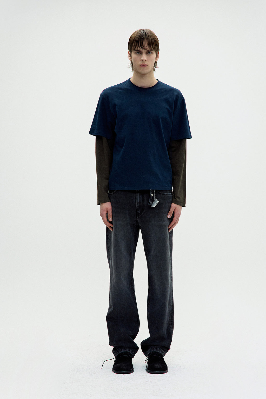 Coor - Layered Mix Cut Long Sleeve T-Shirt (Dark Navy) product image 2 | TRAB K-Fashion Australia