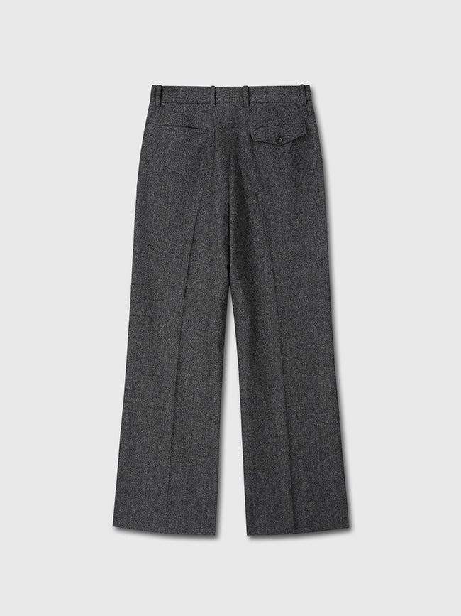 Tonywack - Herringbone Wool Wide-Leg Pleated Trousers (Mid-Grey Herringbone) product image 11 | TRAB K-Fashion Australia
