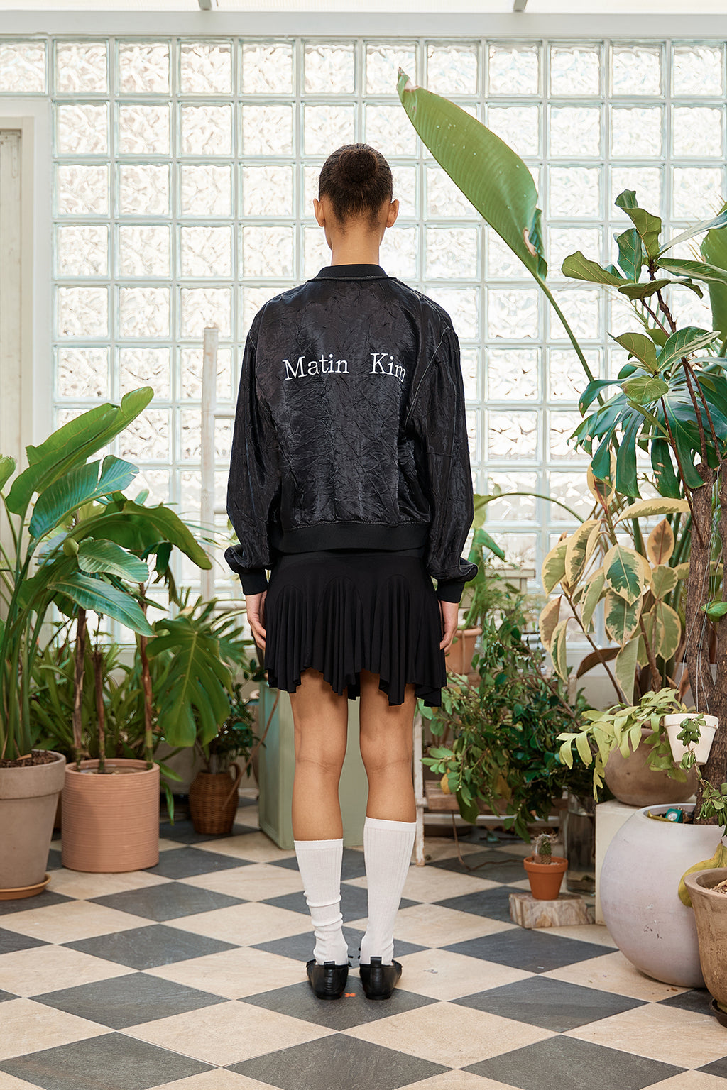 Matin Kim - Back Logo Crinkle Blouson (Black) product image 8 | TRAB K-Fashion Australia