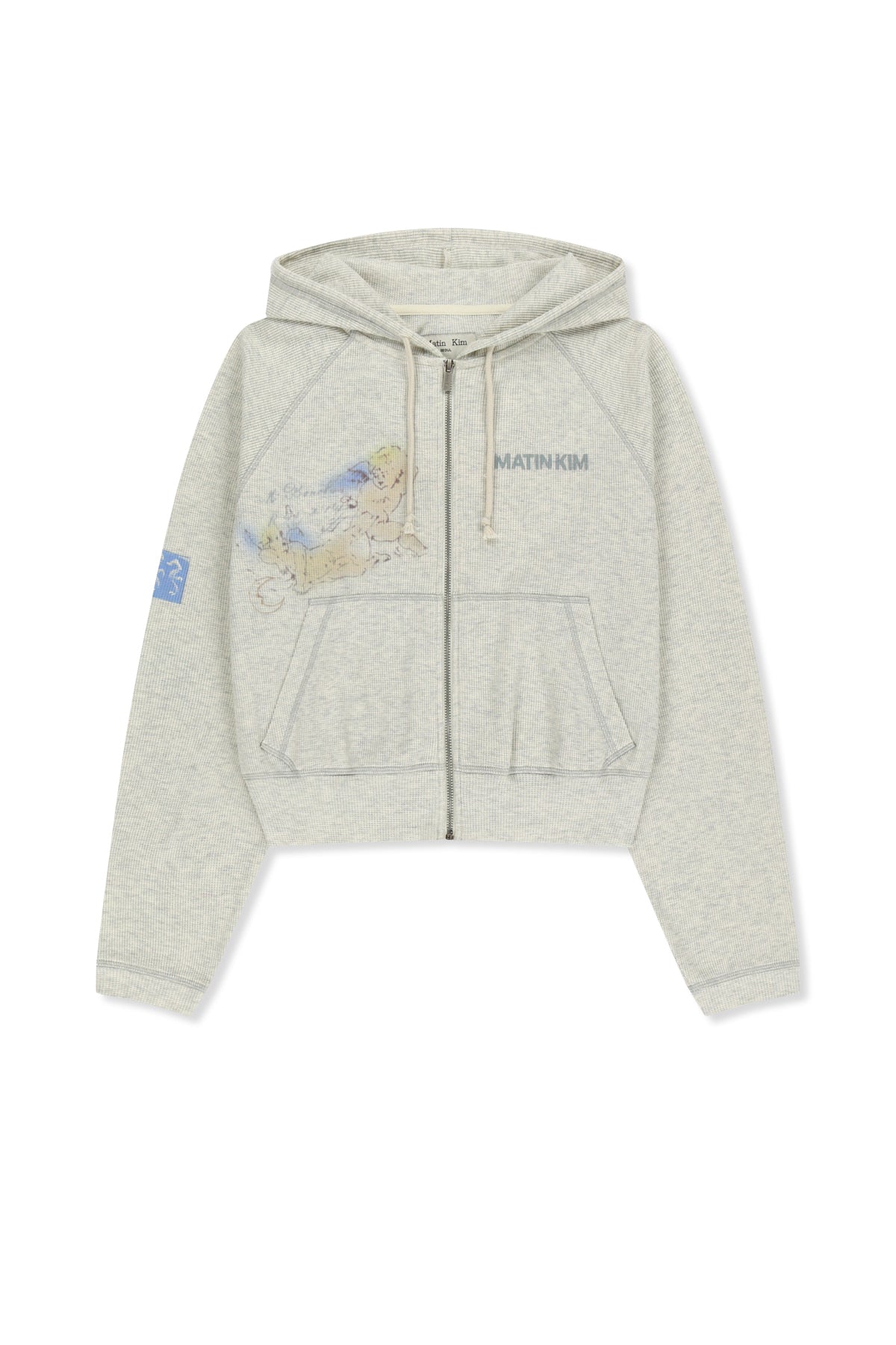 Matin Kim - Sketch Graffiti Waffle Hoody Zip Up (Light Beige) product image 2 | TRAB K-Fashion Australia