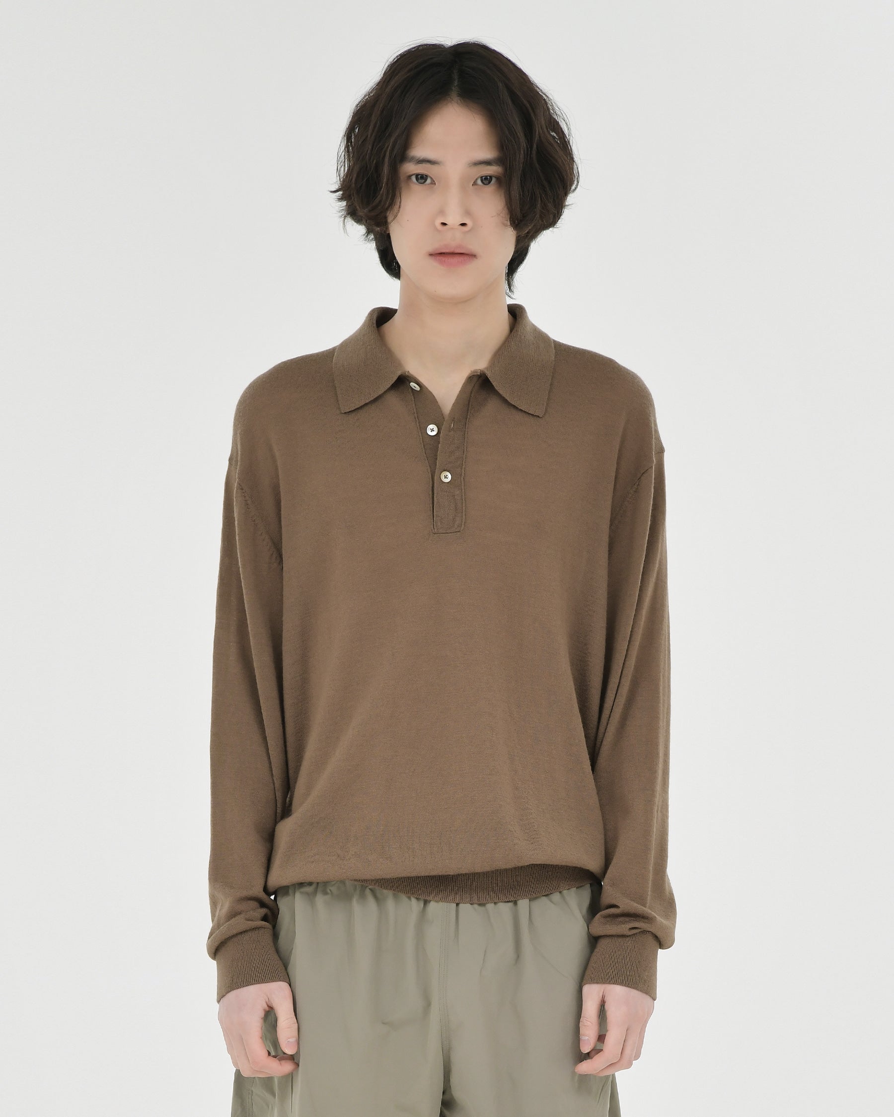 Brownyard - Knit Pique Shirt (Brown) product image 1 | TRAB K-Fashion Australia