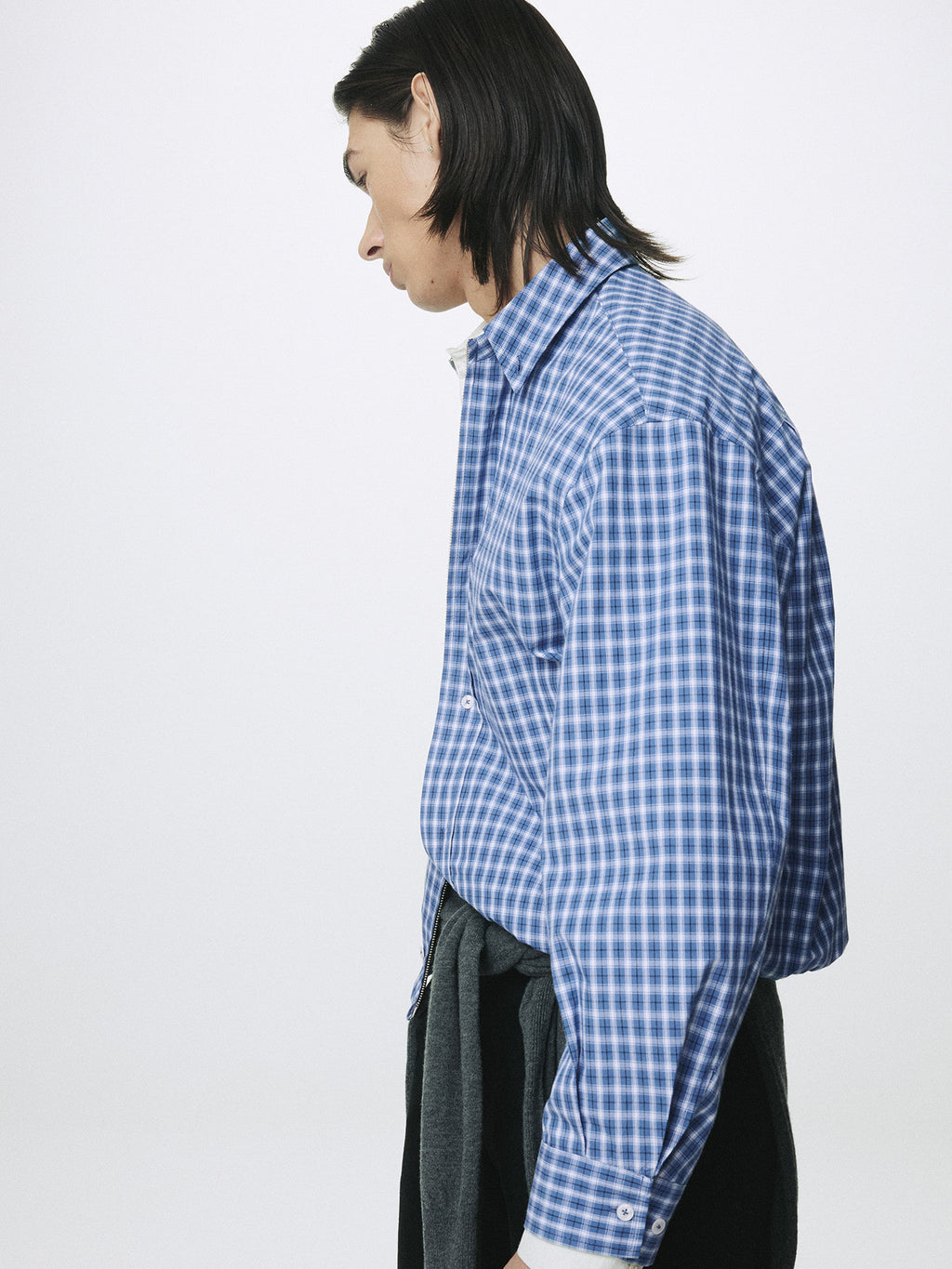 Tonywack - Checked Cotton Button-Down Blouson (Blue) product image 6 | TRAB K-Fashion Australia