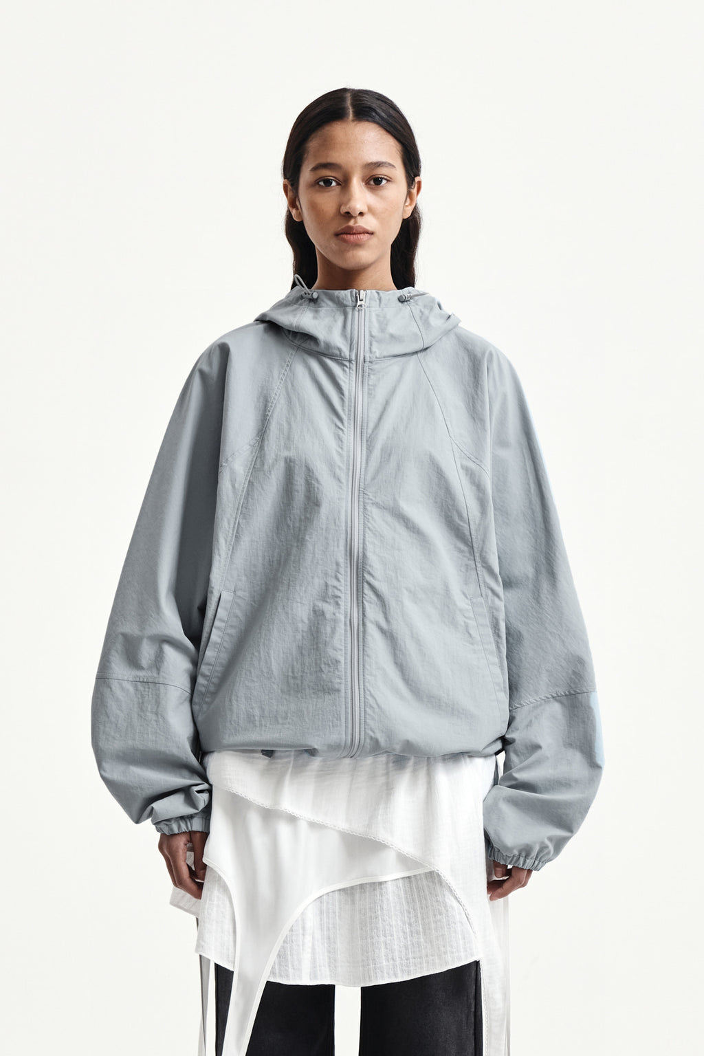 Matin Kim - Back Logo Hoody Wind Breaker (Light Grey) product image 6 | TRAB K-Fashion Australia