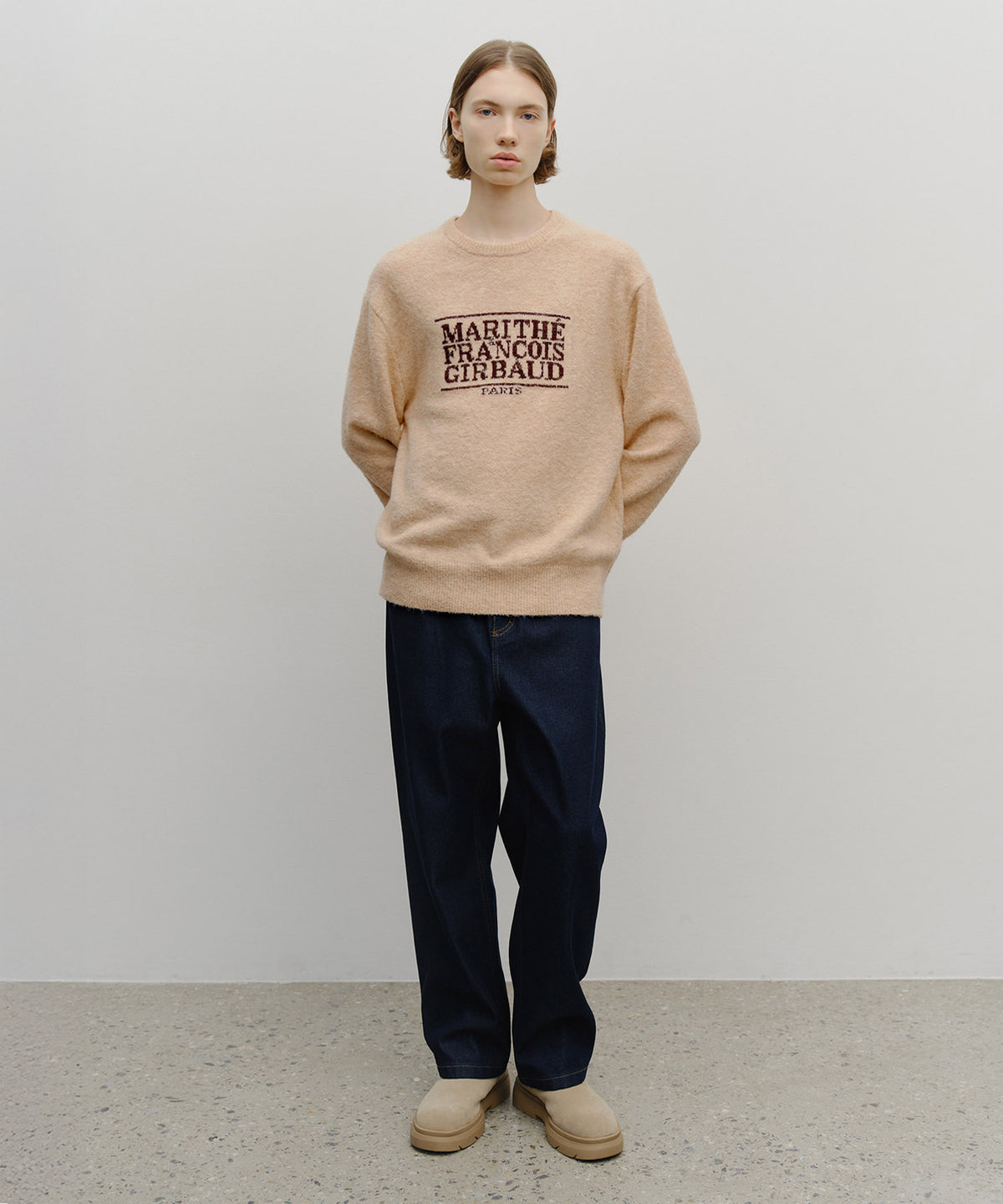 Marithe & Francois Girbaud - Boucle Classic Logo Knit Pullover (Ecru) product image 5 | TRAB K-Fashion Australia