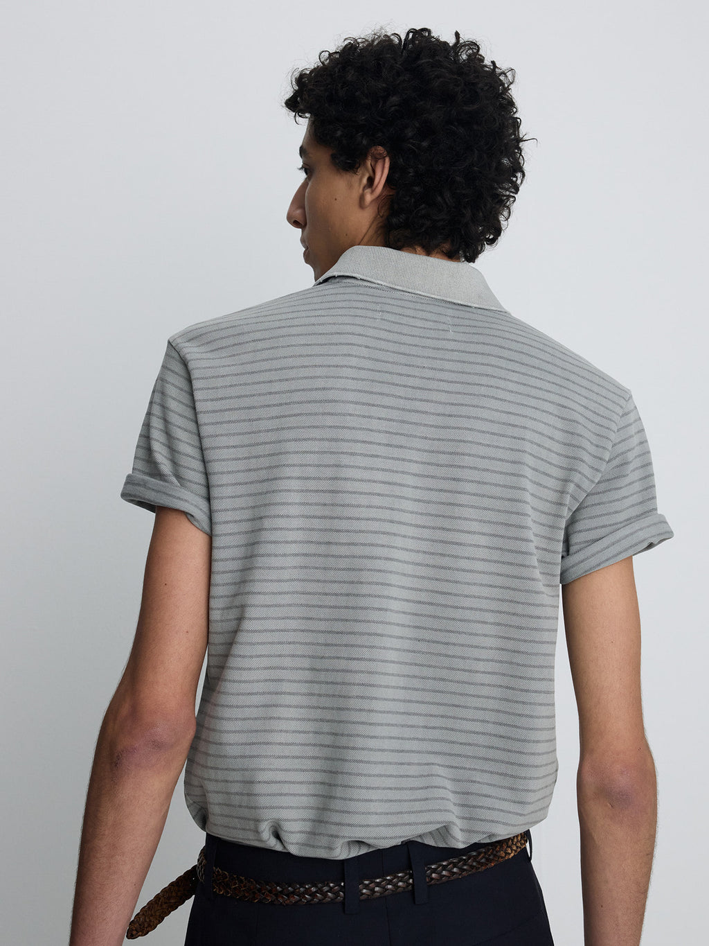 Tonywack - Garment Dyed Stripe Piqué Polo (Faded Grey) product image 7 | TRAB K-Fashion Australia