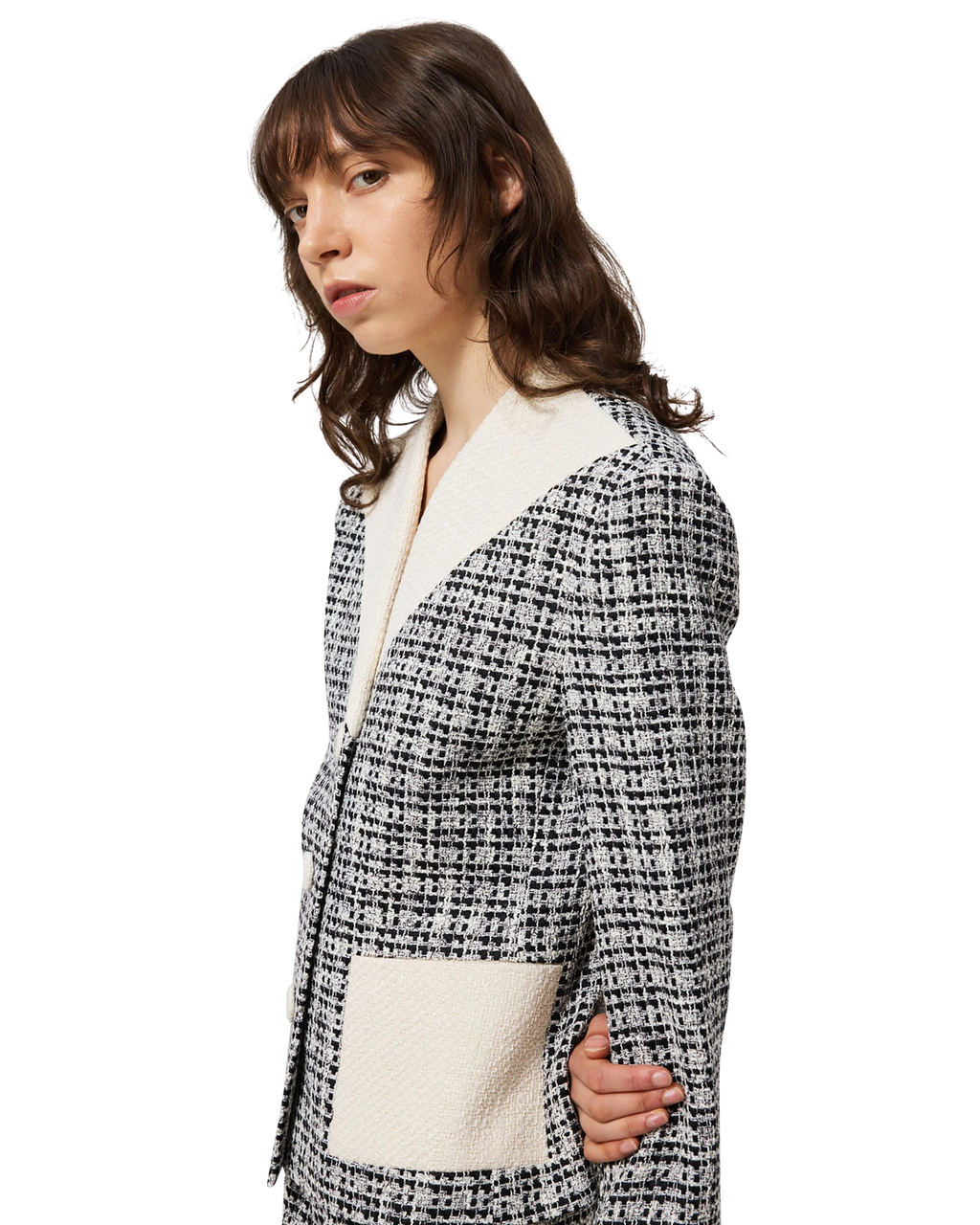 Kimhe Kim - Malevich Cropped Tweed Jacket (Black/White) product image 10 | TRAB K-Fashion Australia