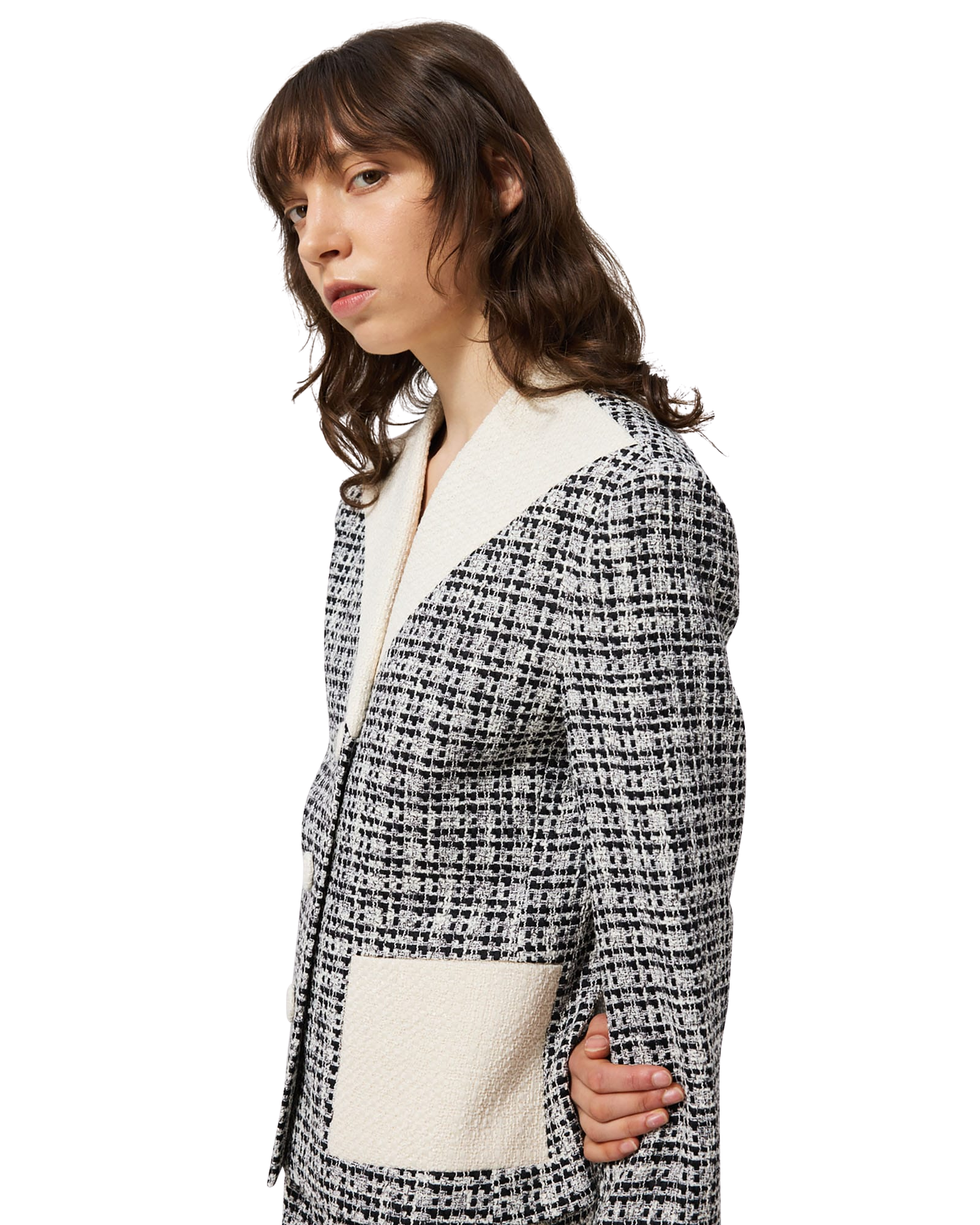 Kimhe Kim - Malevich Cropped Tweed Jacket (Black/White) product image 10 | TRAB K-Fashion Australia