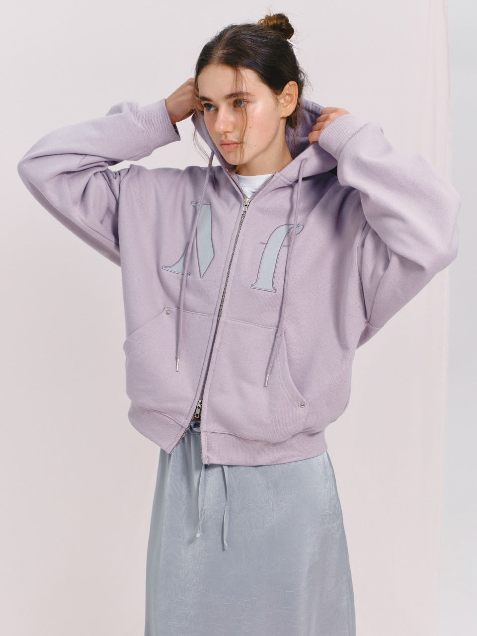 Margarin Fingers - Logo Applique Hoodie Zip-Up (Violet) product image 1 | TRAB K-Fashion Australia