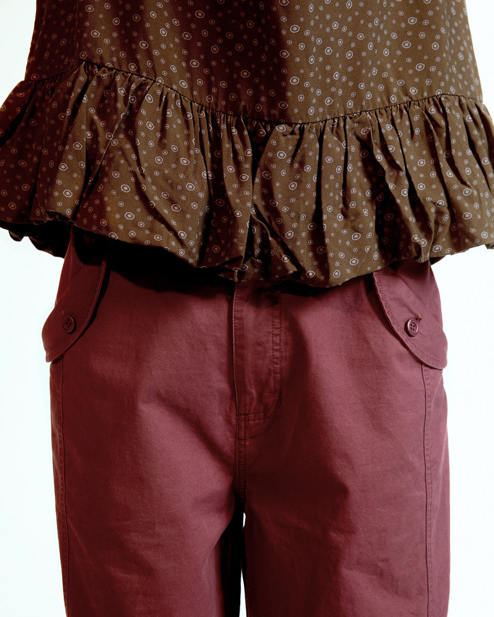 Coyseio - Washed Button Tab Pants (Wine) product image 4 | TRAB K-Fashion Australia