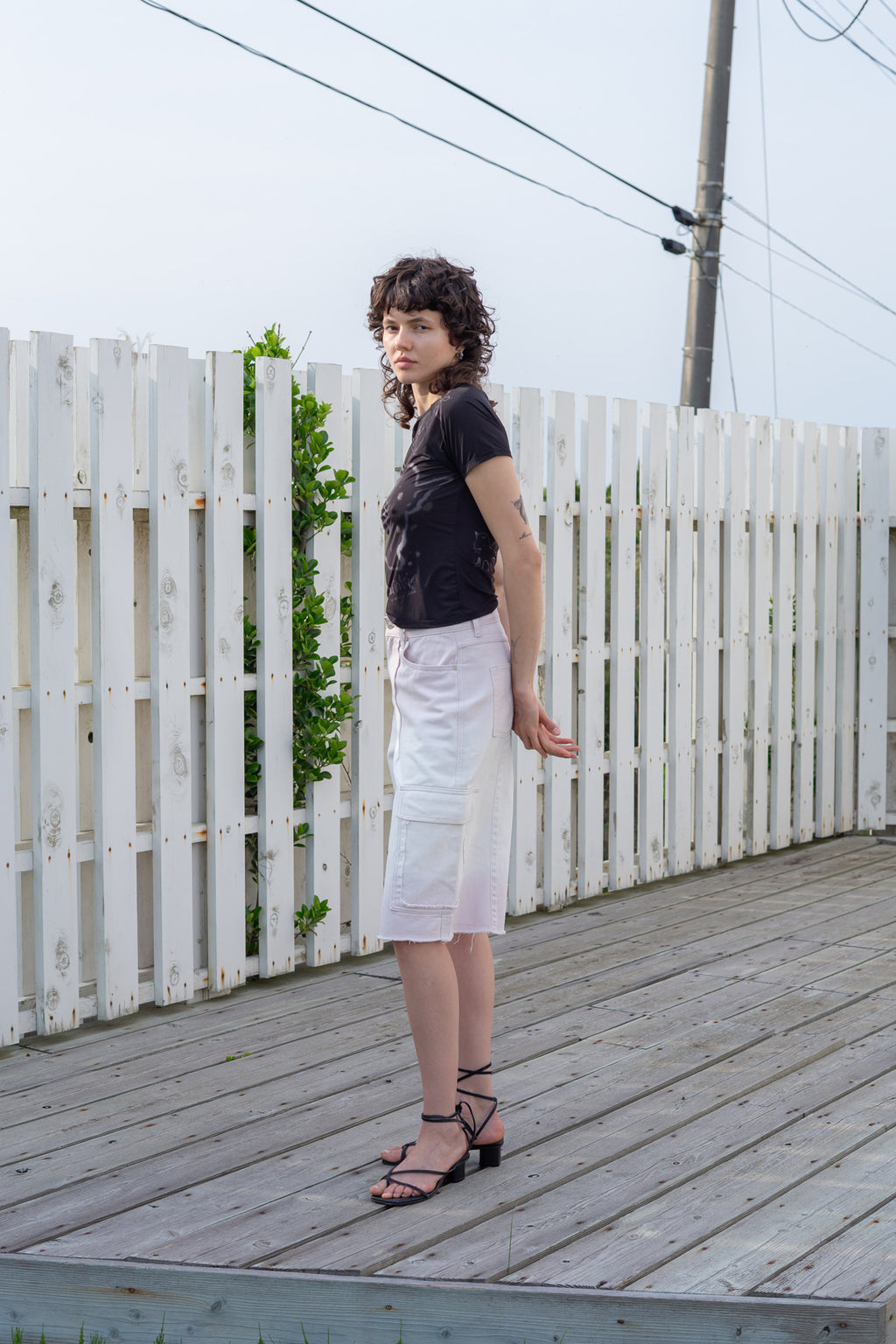 Matin Kim - Color Brush Bermuda Denim Cargo Pants (Light Pink) product image 9 | TRAB K-Fashion Australia