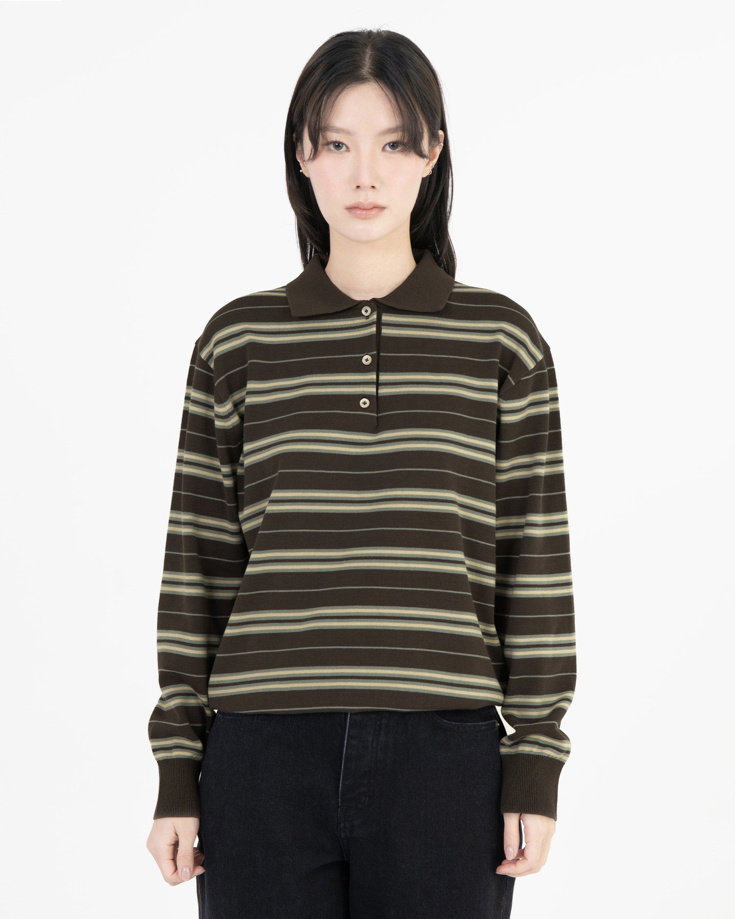 Brownyard - Stripe Knit Pique (Brown) product image 1 | TRAB K-Fashion Australia