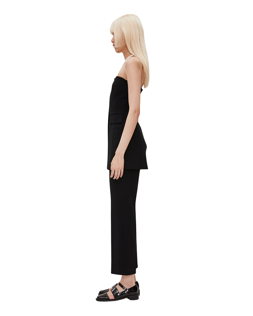 Kimhe Kim - Bandeau Wool-Blended Mini Dress (Black/Ivory) product image 3 | TRAB K-Fashion Australia