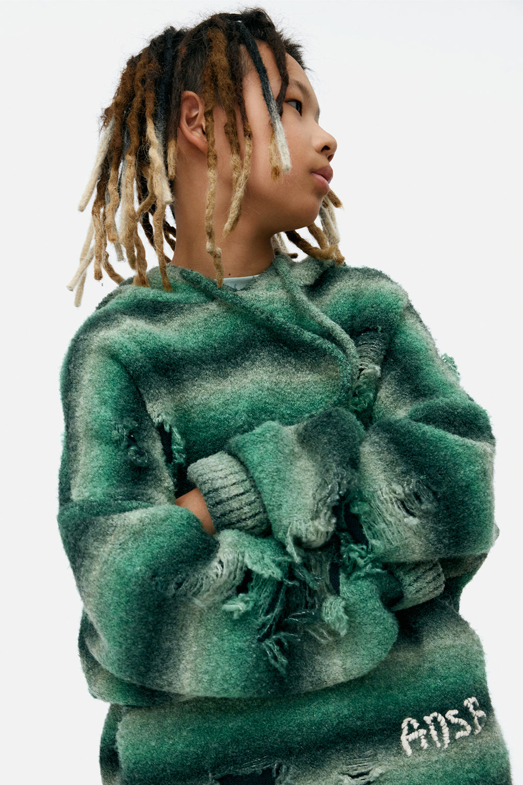 Andersson Bell - Unisex Gradient Distressed Hoodie (Green) product image 5 | TRAB K-Fashion Australia