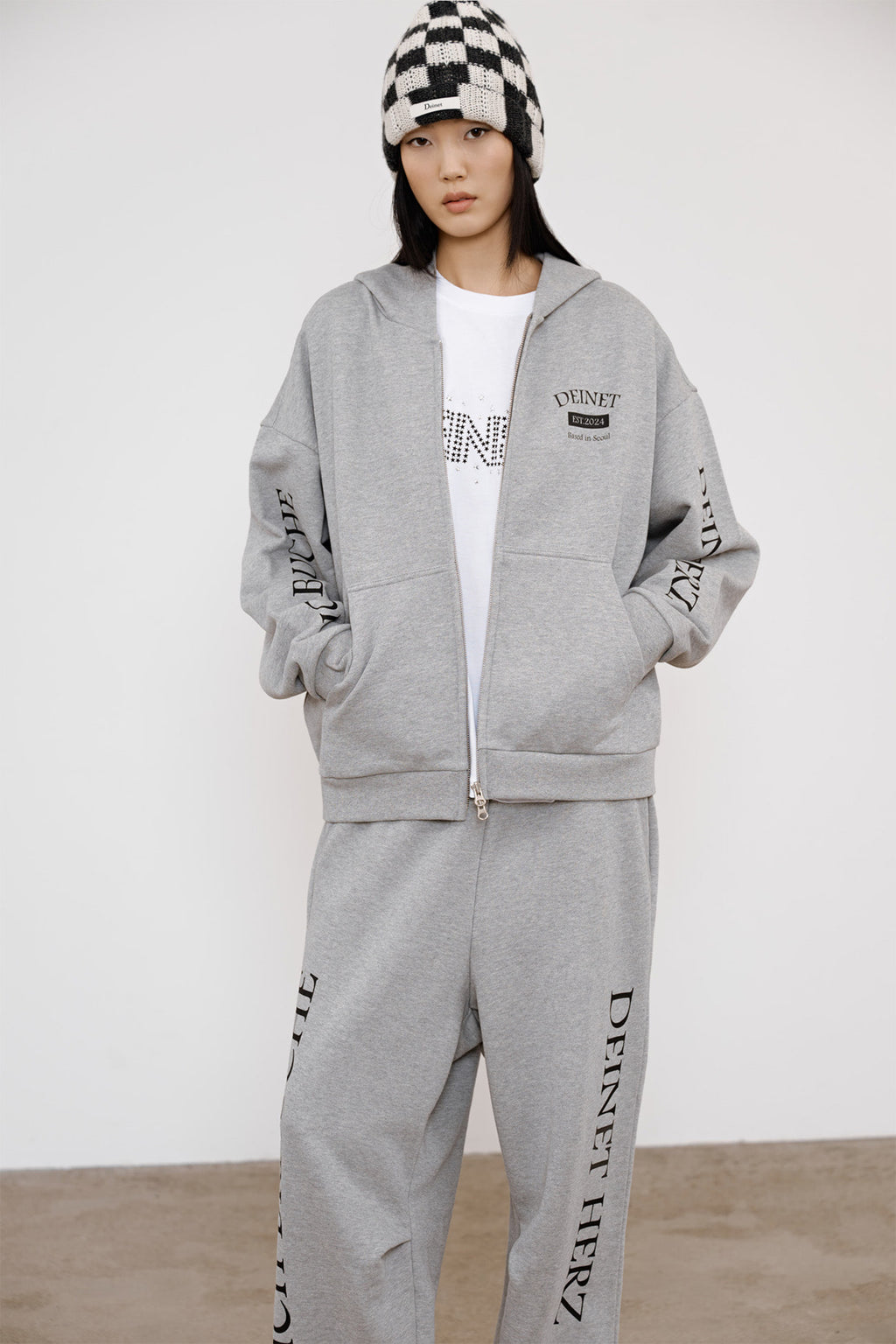 Deinet - German Lettering Hoodie Zip-Up (Melange Grey) product image 7 | TRAB K-Fashion Australia