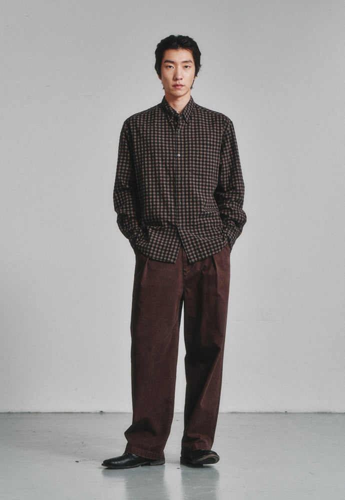 Art if acts - Gingham Check Oxford Shirt (Vintage Wood) product image 1 | TRAB K-Fashion Australia