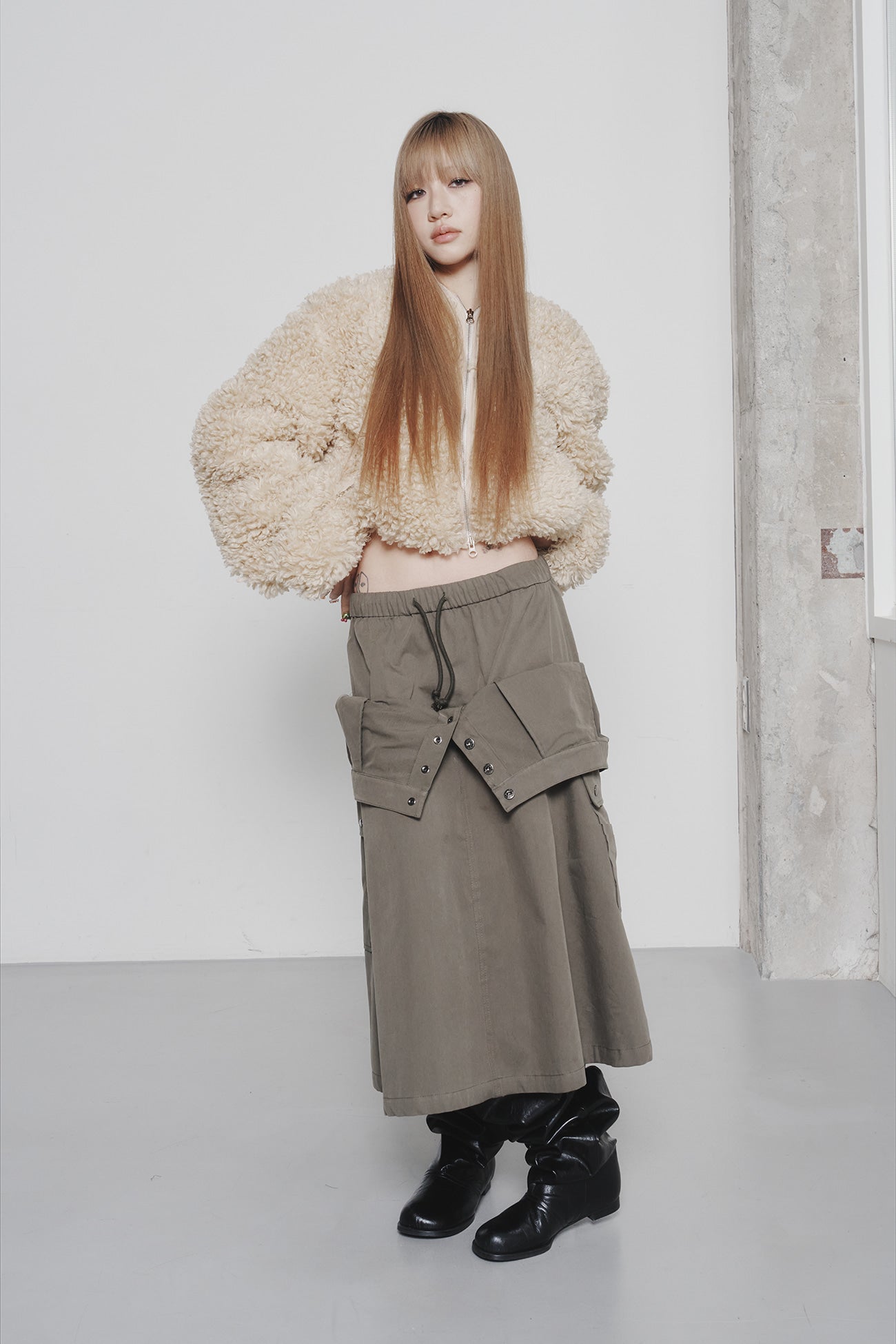 Deinet - Faux Fur Hood Jacket (Beige) product image 7 | TRAB K-Fashion Australia