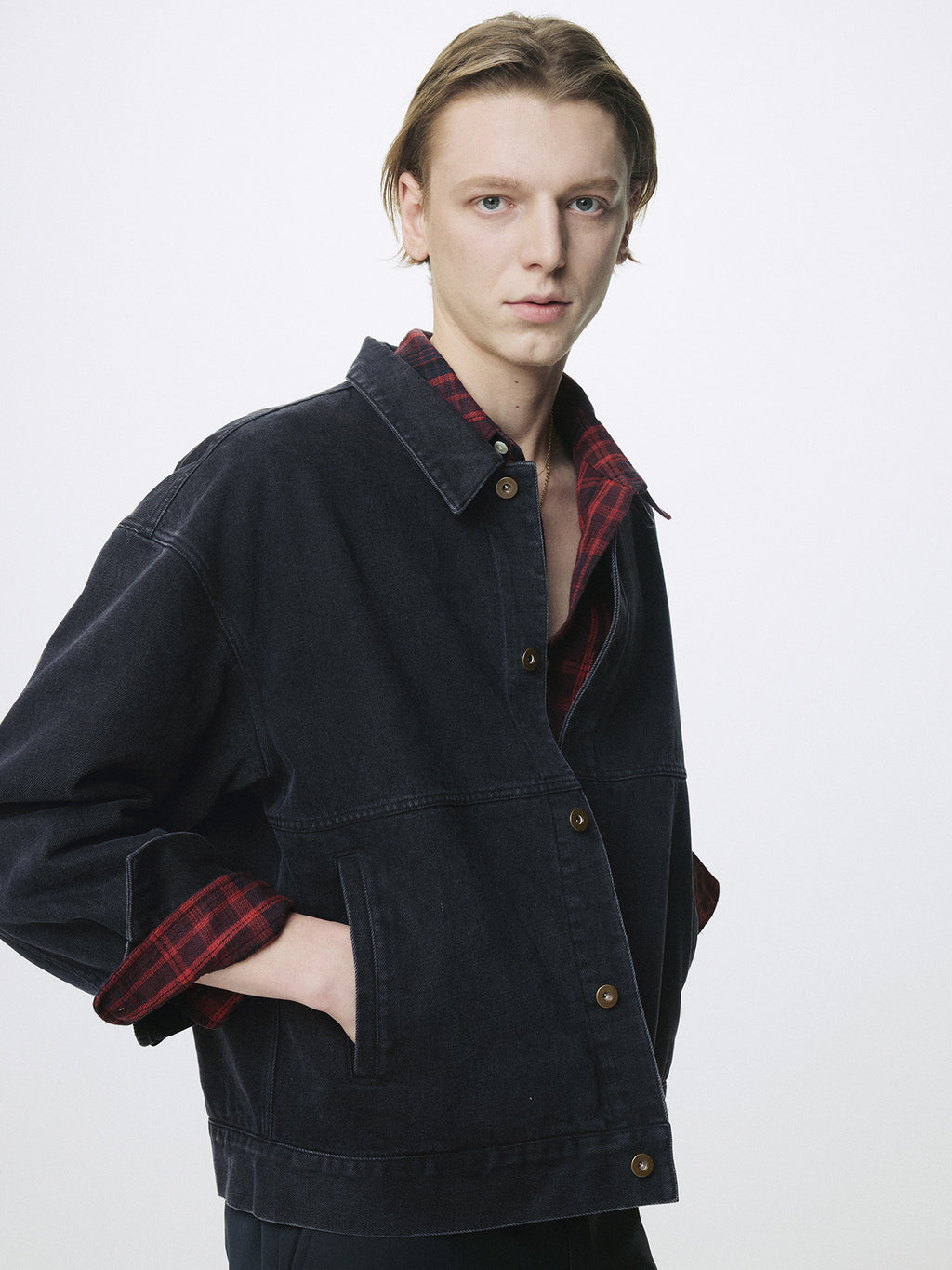 Tonywack - Relaxed Denim Blouson Jacket (Faded Black) product image 7 | TRAB K-Fashion Australia