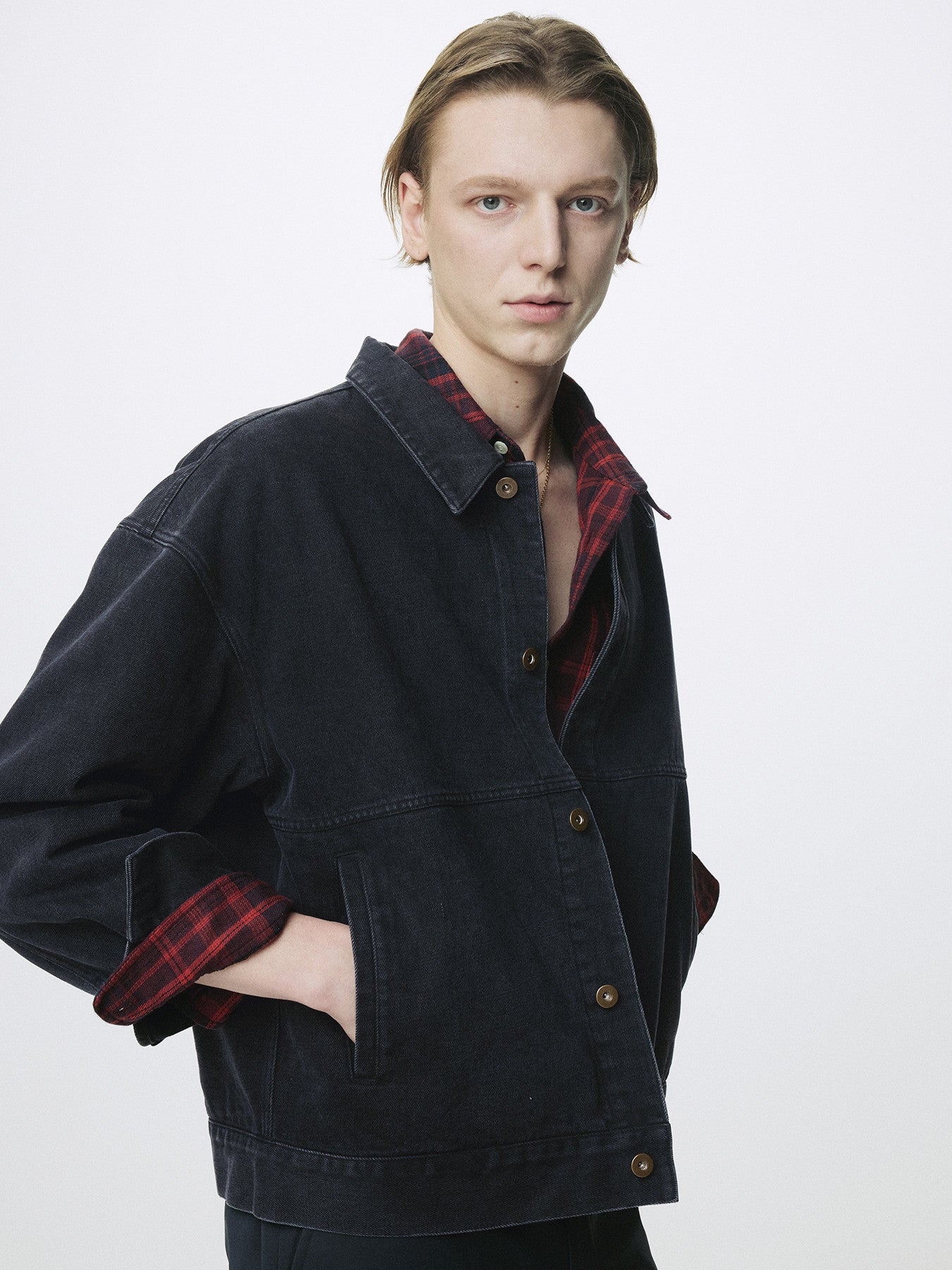 Tonywack - Relaxed Denim Blouson Jacket (Faded Black) product image 7 | TRAB K-Fashion Australia
