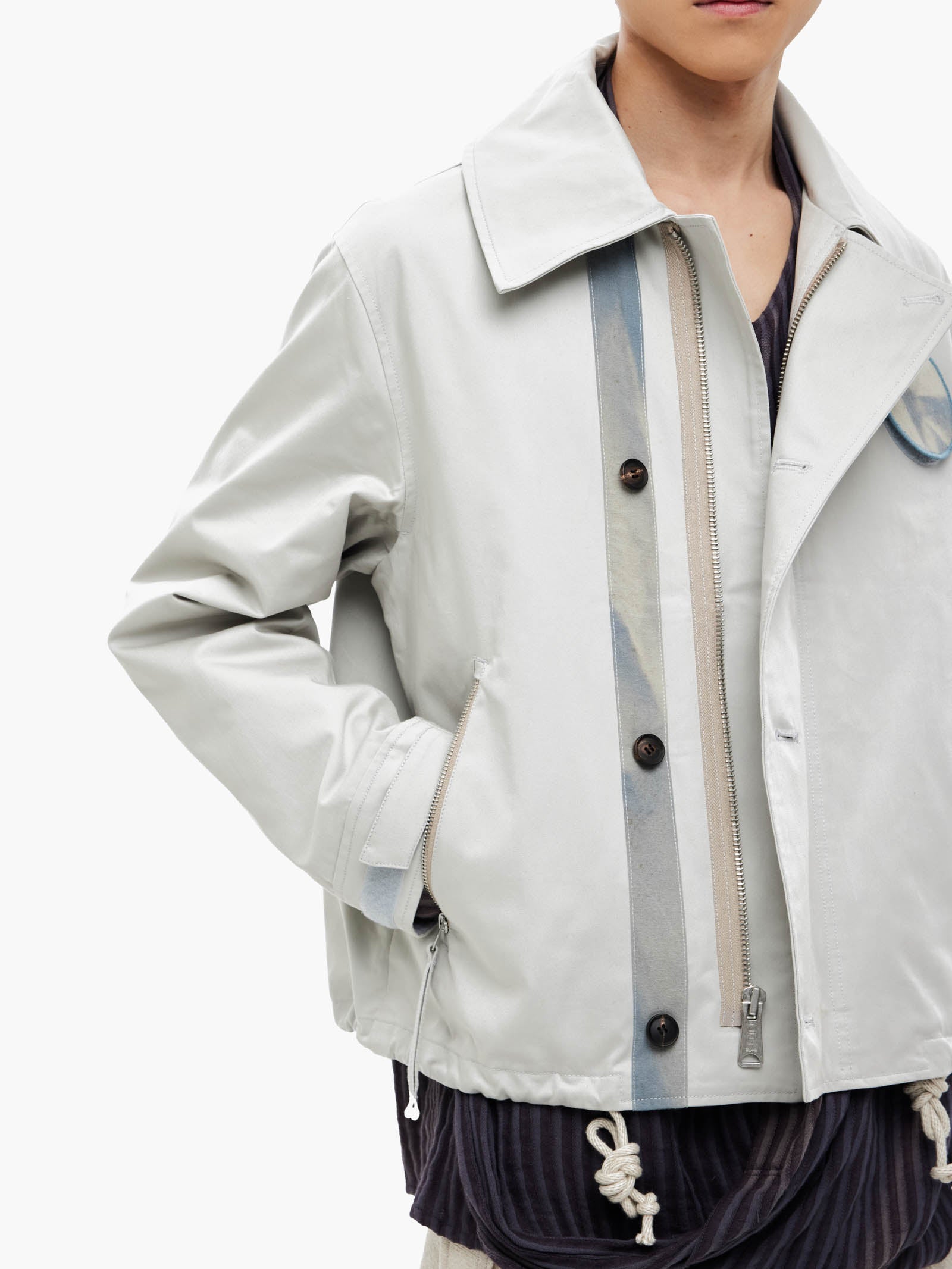 Jiyong Kim - Sun-Bleached Wide Collar Jacket (Light Grey) product image 7 | TRAB K-Fashion Australia