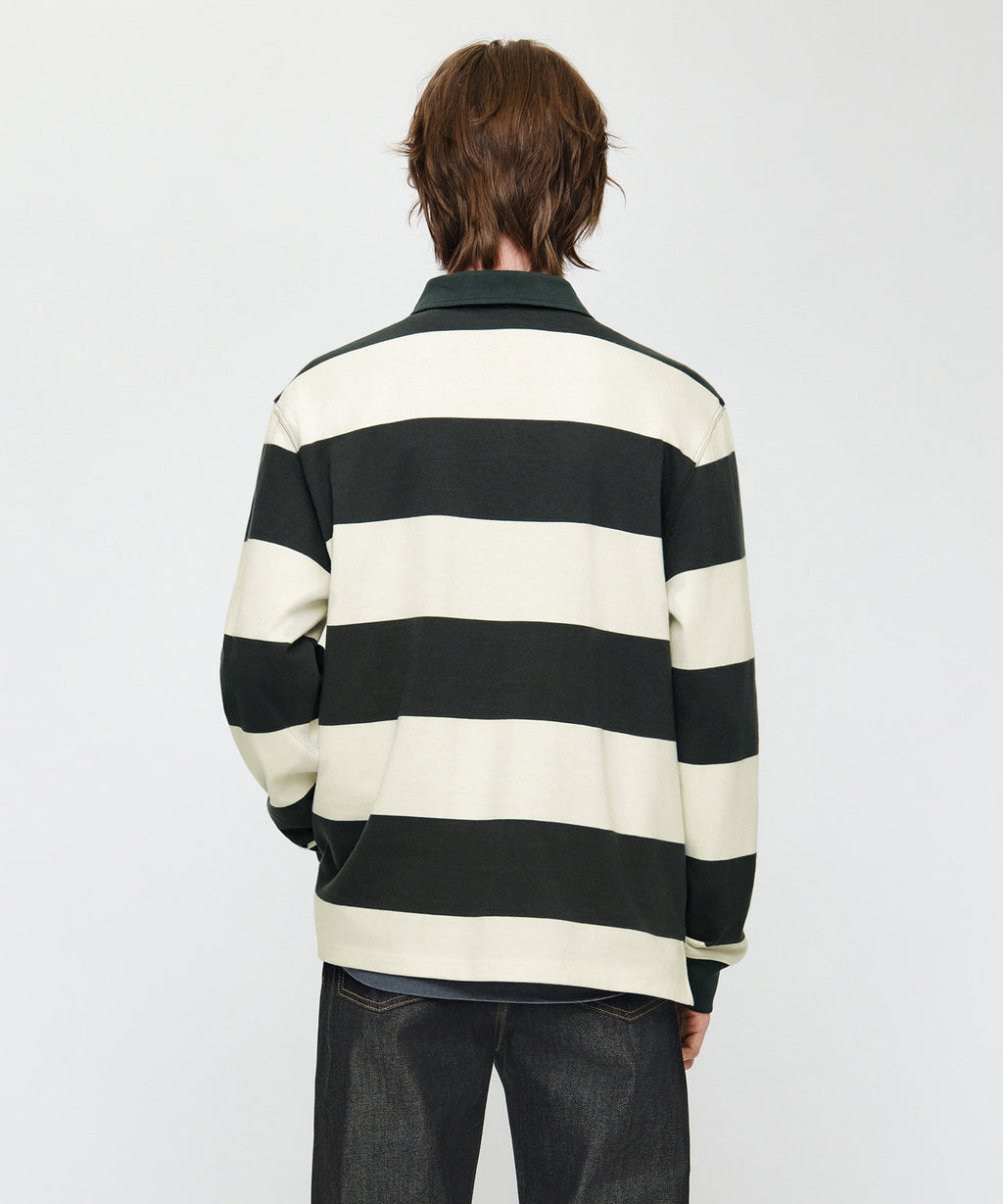 Marithe & Francois Girbaud - Small Classic Logo Rugby Collar Long Sleeve Tee (Charcoal) product image 3 | TRAB K-Fashion Australia