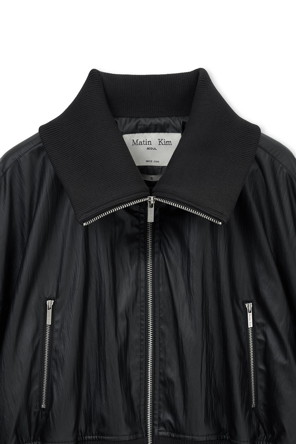 Matin Kim - Shine Crinkle Zip Blouson (Black) product image 3 | TRAB K-Fashion Australia