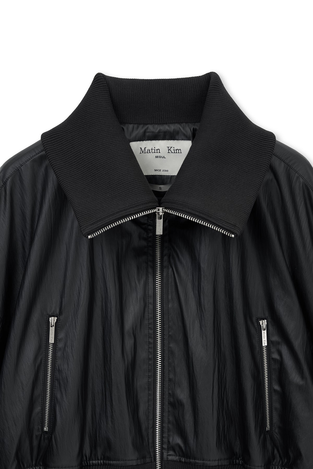Matin Kim - Shine Crinkle Zip Blouson (Black) product image 3 | TRAB K-Fashion Australia
