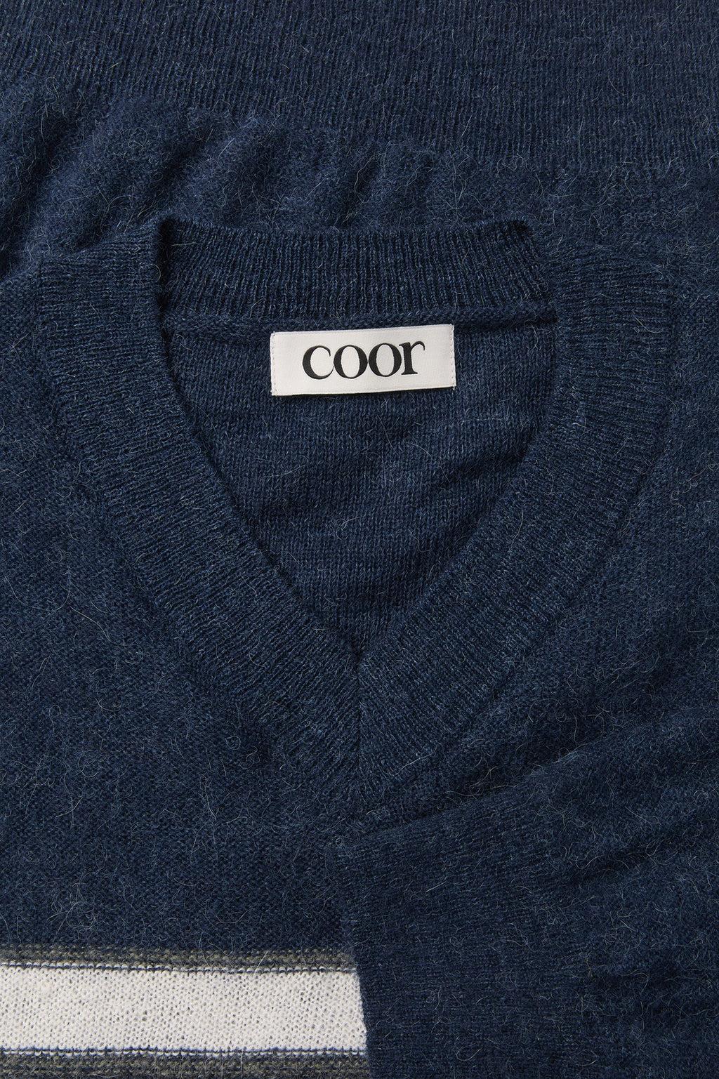 Coor - Alpaca Blend Striped V-Neck Sweater (Navy) product image 5 | TRAB K-Fashion Australia
