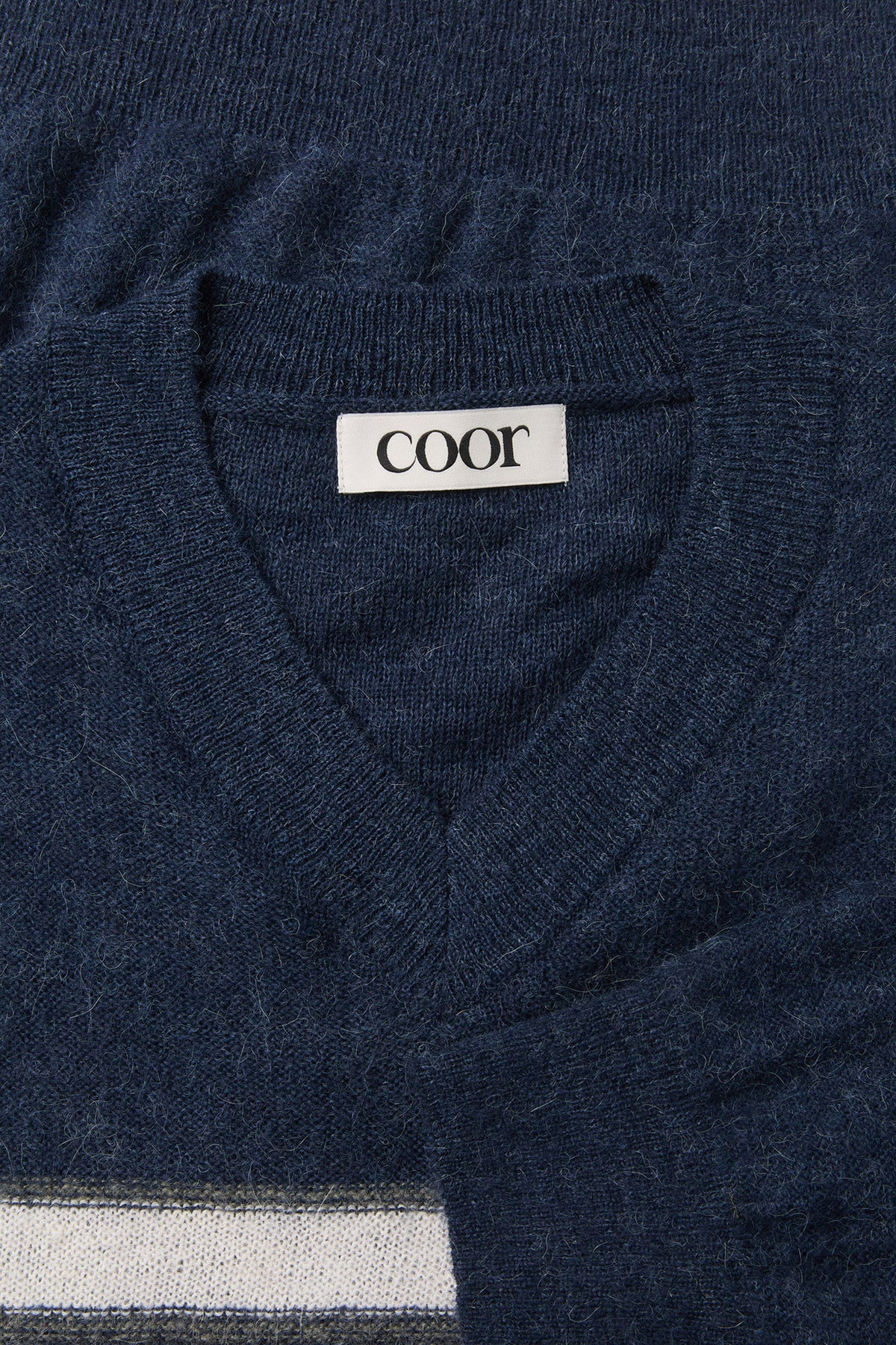 Coor - Alpaca Blend Striped V-Neck Sweater (Navy) product image 5 | TRAB K-Fashion Australia