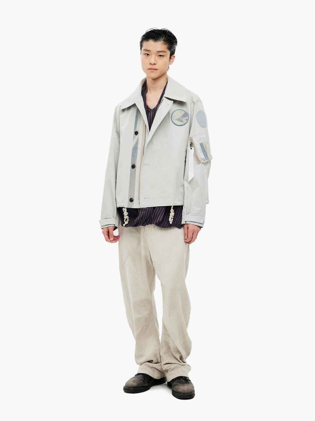 Jiyong Kim - Sun-Bleached Wide Collar Jacket (Light Grey) product image 1 | TRAB K-Fashion Australia