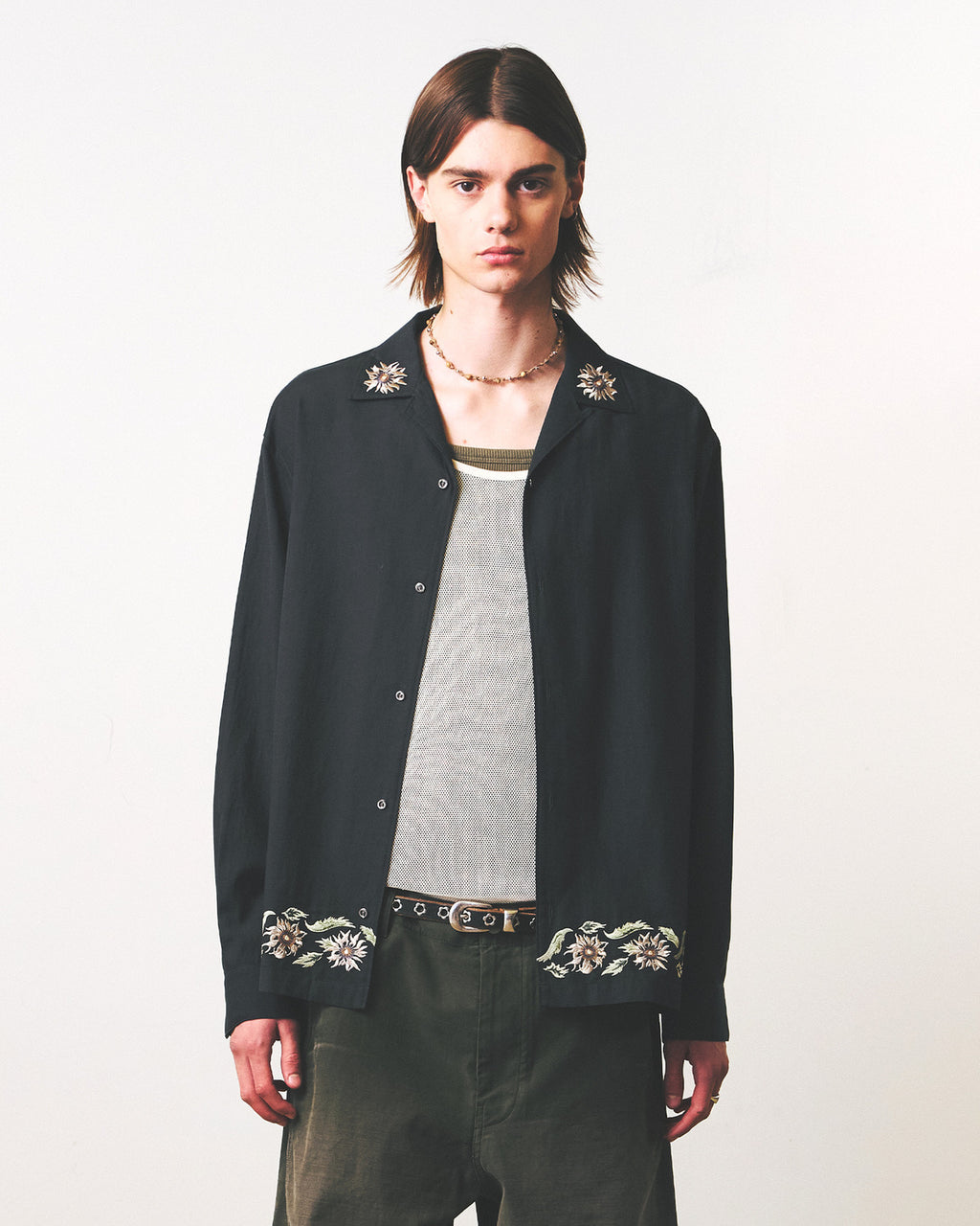 Eastlogue - Breezy Embroidered Shirts (Charcoal) product image 2 | TRAB K-Fashion Australia