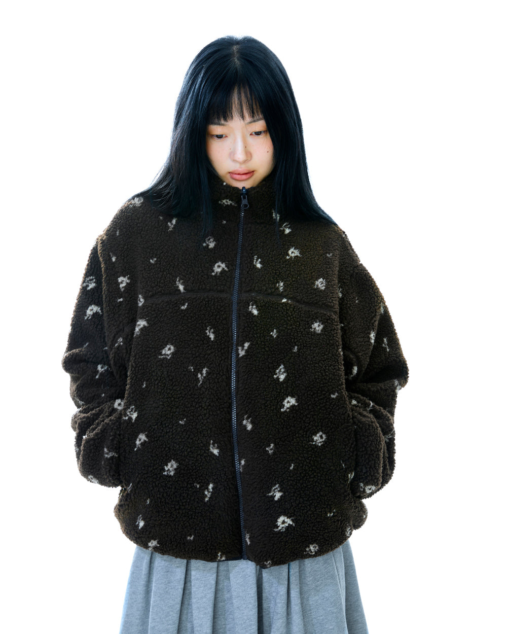 Coyseio - Petal Reversible Fleece Jacket (Brown) product image 5 | TRAB K-Fashion Australia