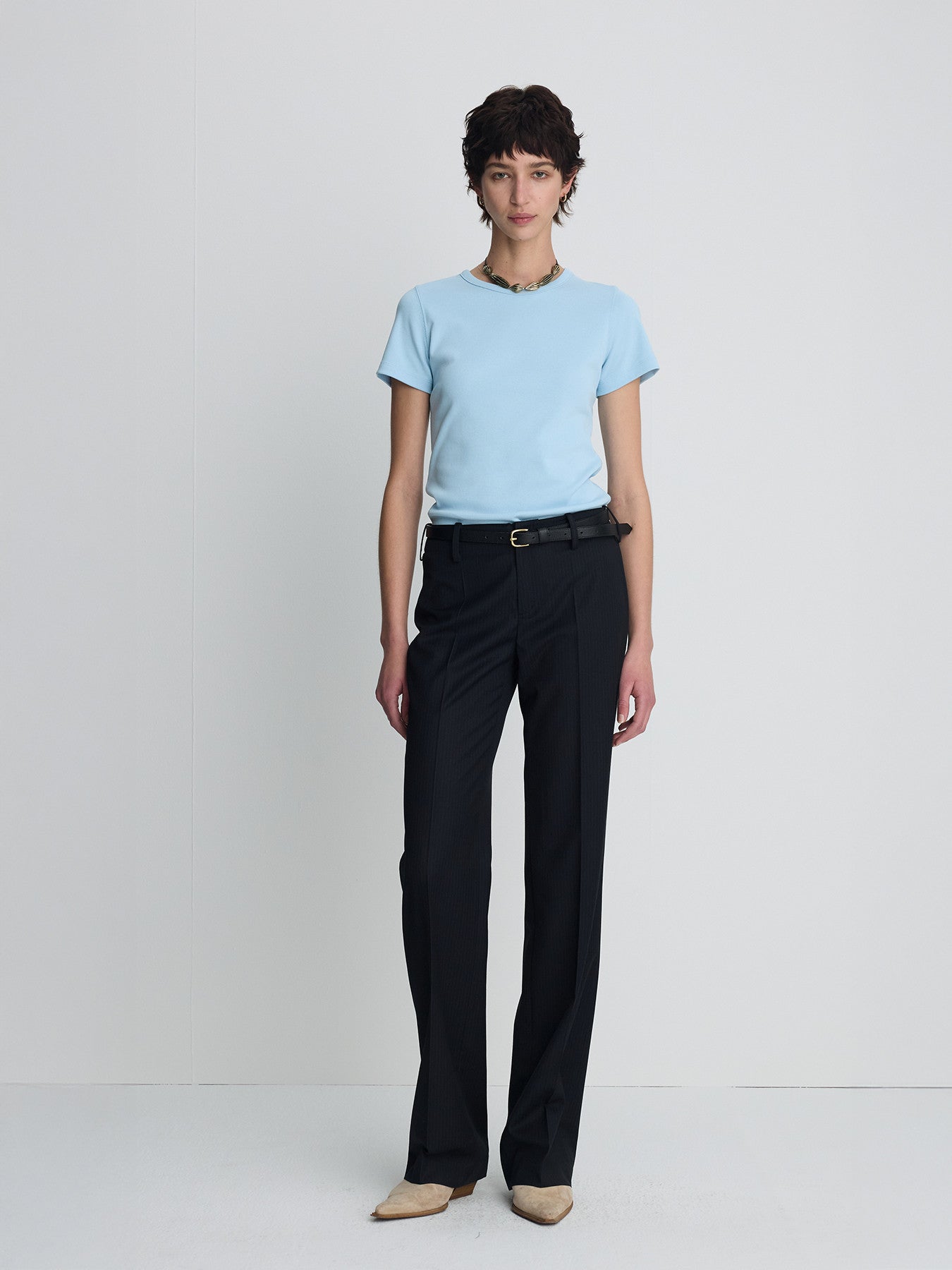 Tonywack - Wool Straight Trousers (Navy Pinstripe) product image 1 | TRAB K-Fashion Australia