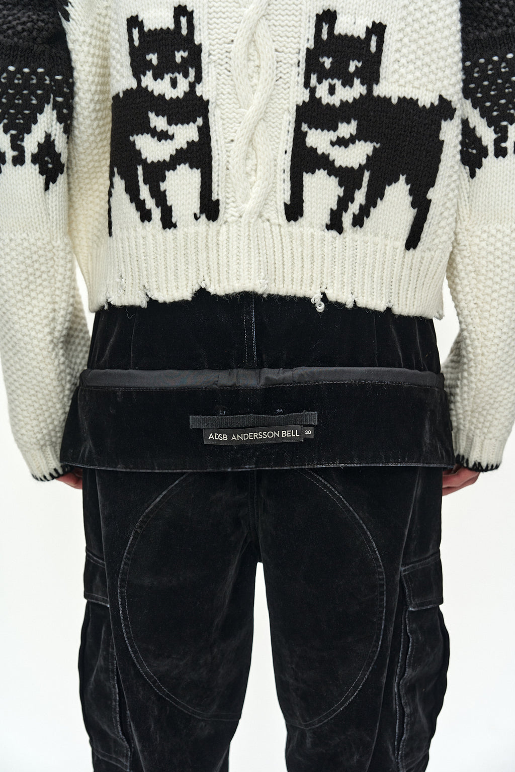 Andersson Bell - Flock Velvet Double Waist Wide-Leg Jeans (black) (Black) product image 8 | TRAB K-Fashion Australia