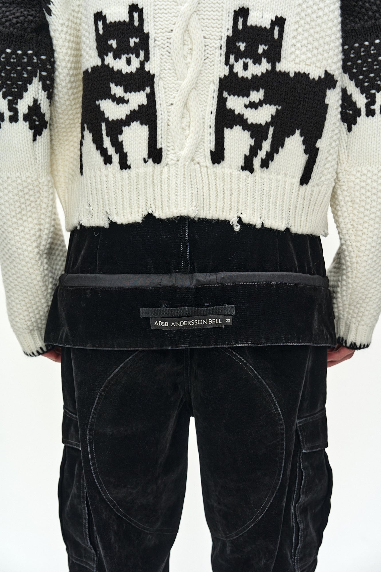 Andersson Bell - Flock Velvet Double Waist Wide-Leg Jeans (black) (Black) product image 8 | TRAB K-Fashion Australia