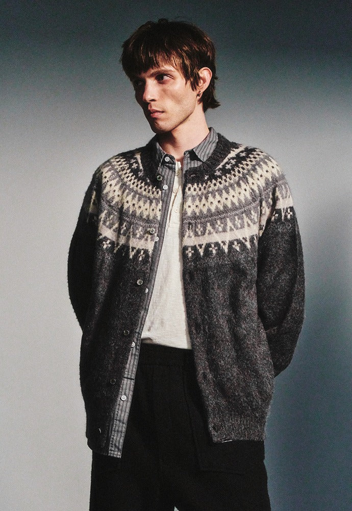 Art if acts - Fair Isle Mohair Cardigan (Grey) product image 1 | TRAB K-Fashion Australia