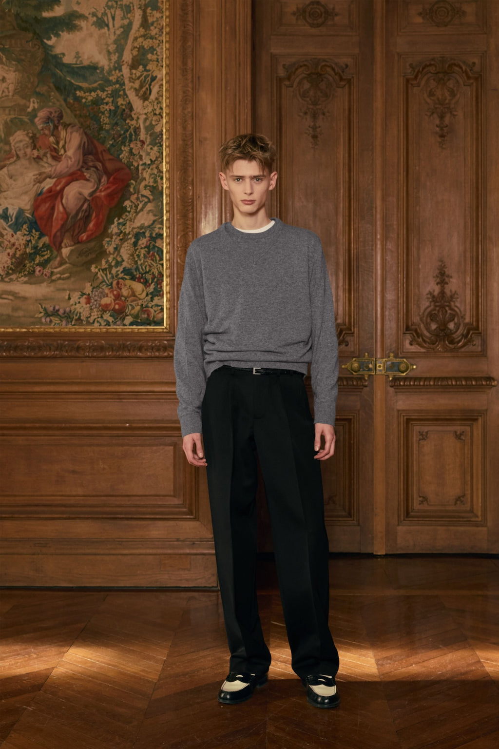 STU - Pin Tuck V-neck Knit (Grey) product image 8 | TRAB K-Fashion Australia