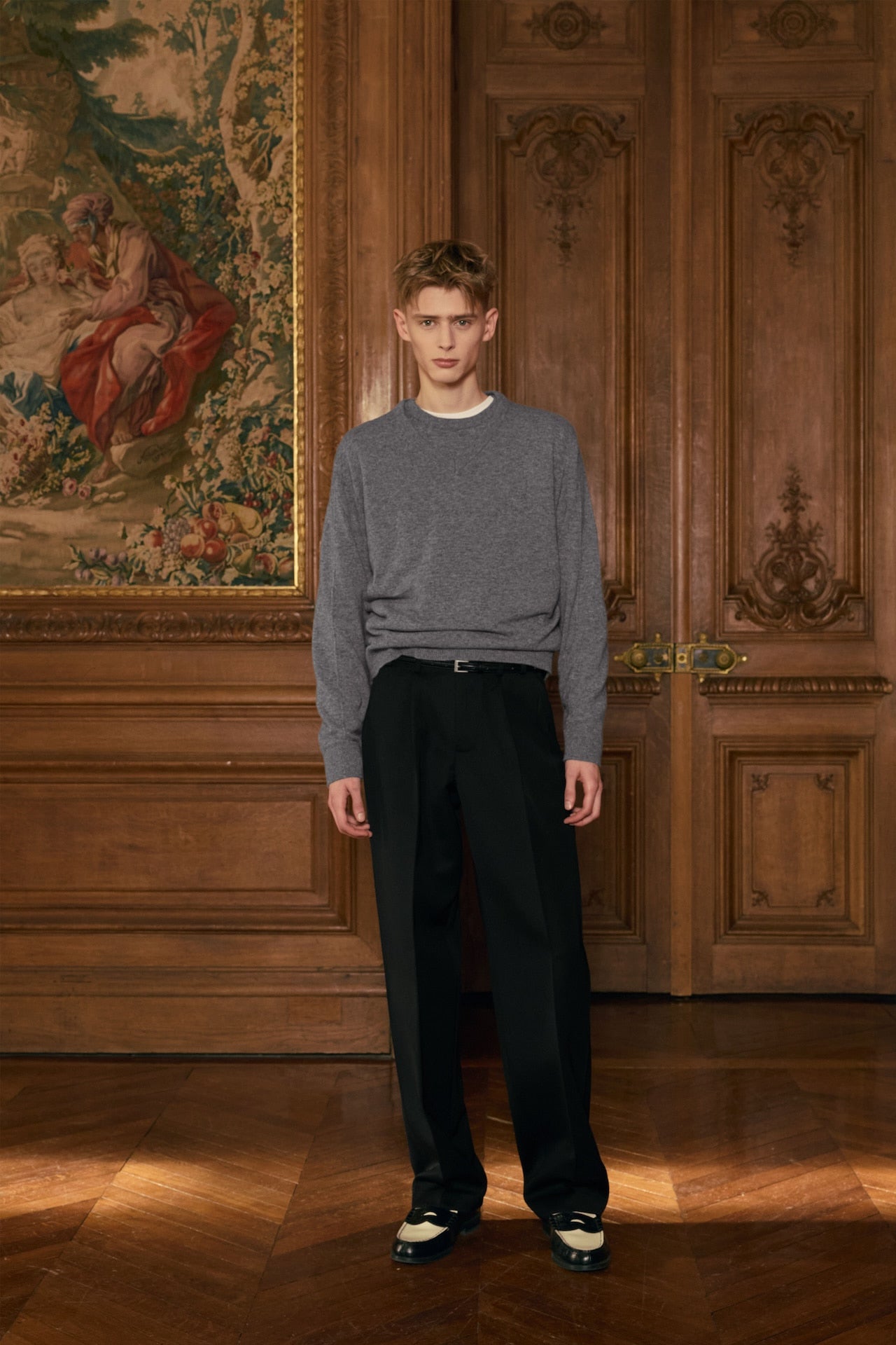 STU - Pin Tuck V-neck Knit (Grey) product image 8 | TRAB K-Fashion Australia