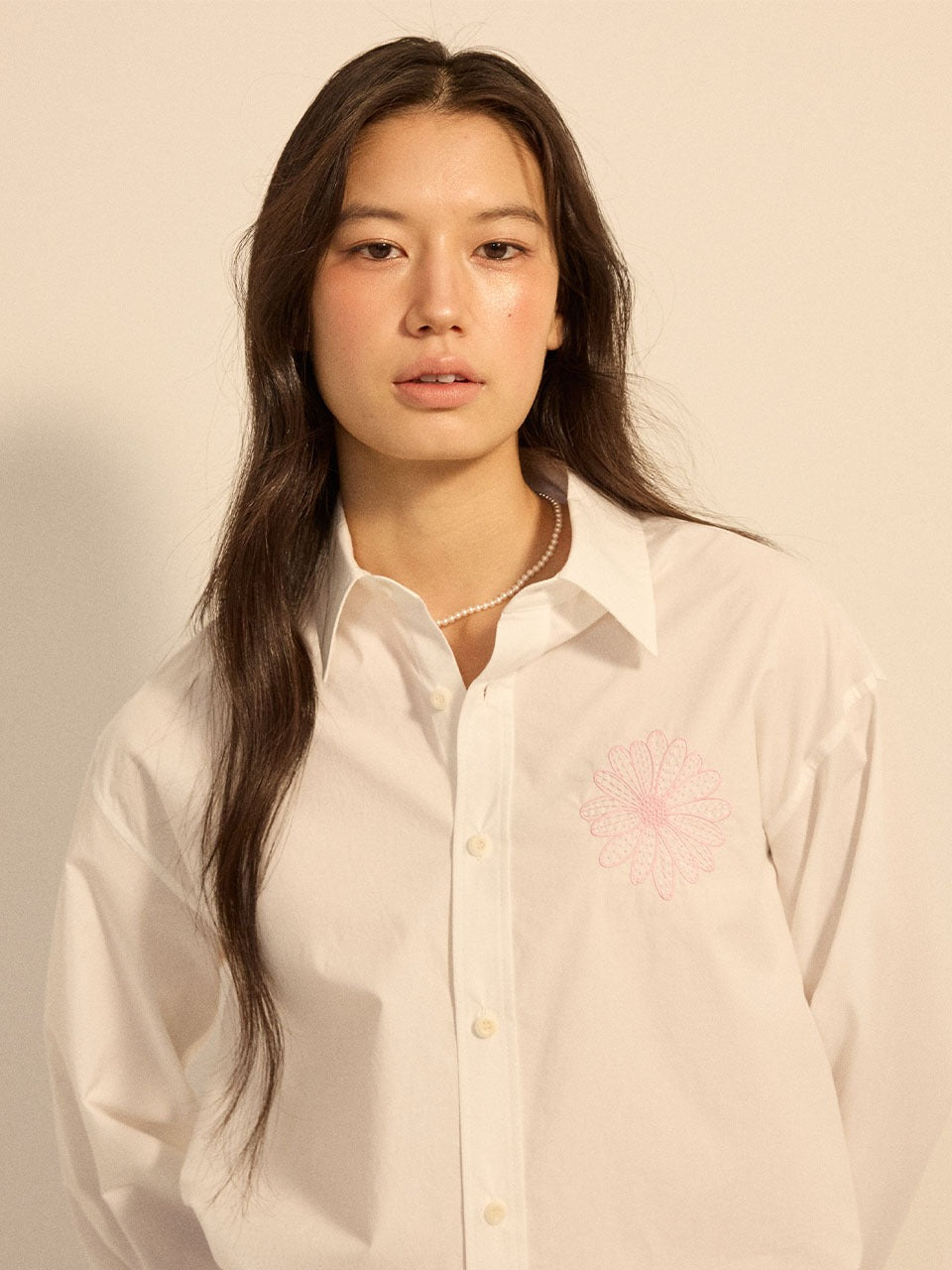 Mardi Mercredi - Cotton Poplin Shirt (White Pink) product image 1 | TRAB K-Fashion Australia
