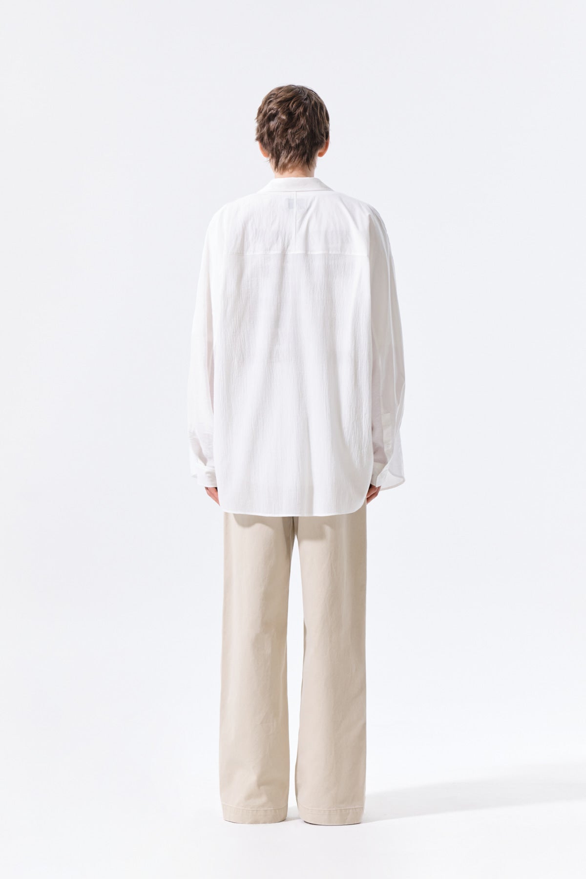 Matin Kim - Mixed Panel Over Fit Shirt (White) product image 13 | TRAB K-Fashion Australia