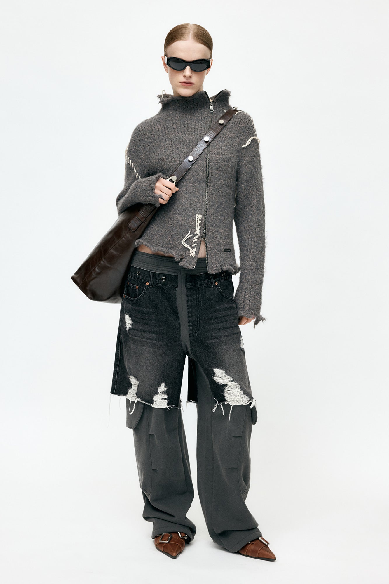 Andersson Bell - Unisex Rugged Denim-Inset Sweatpants (Black) product image 2 | TRAB K-Fashion Australia