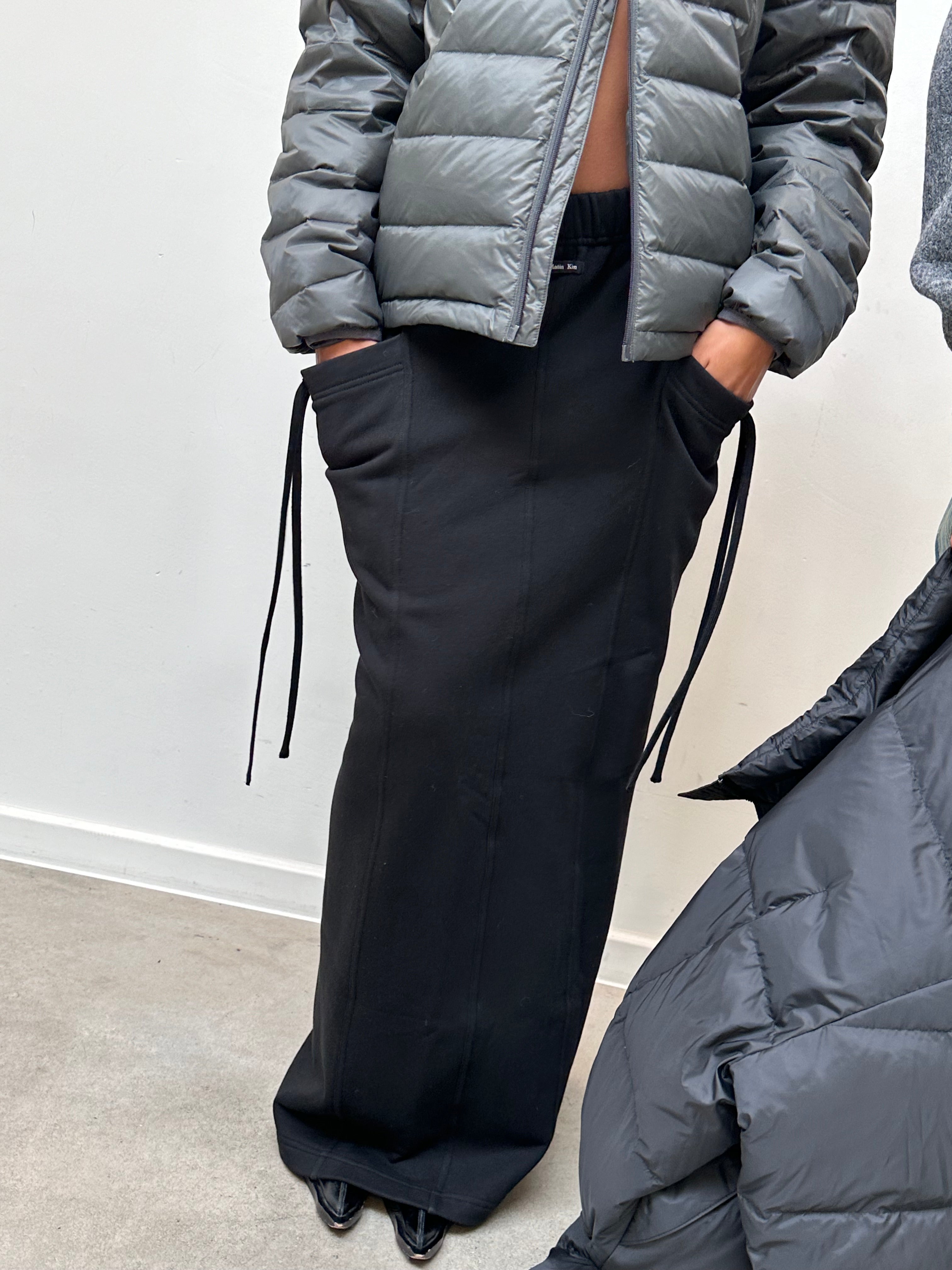 Matin Kim - Washed String Cargo Sweatskirt (Black) product image 6 | TRAB K-Fashion Australia