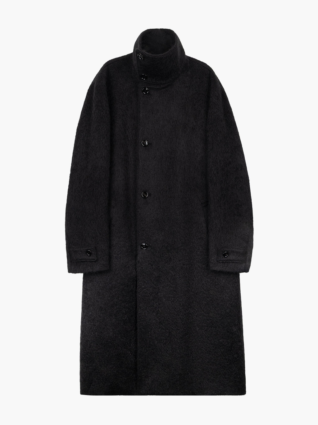 Jiyong Kim - Brushed Alpaca High-Neck Coat (Black) product image 10 | TRAB K-Fashion Australia